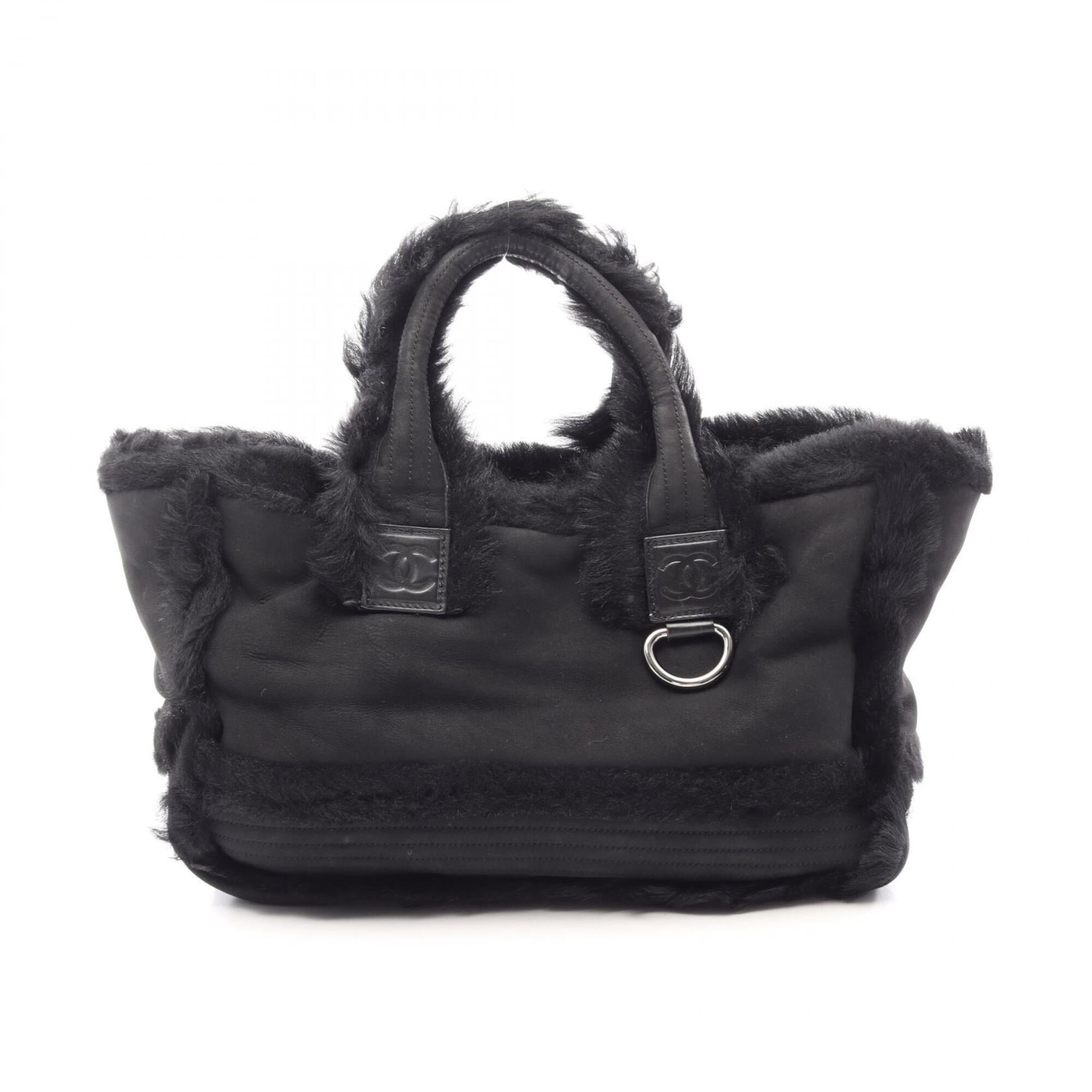 Chanel Black Suede Handbag Tote Bag (Pre-Owned)