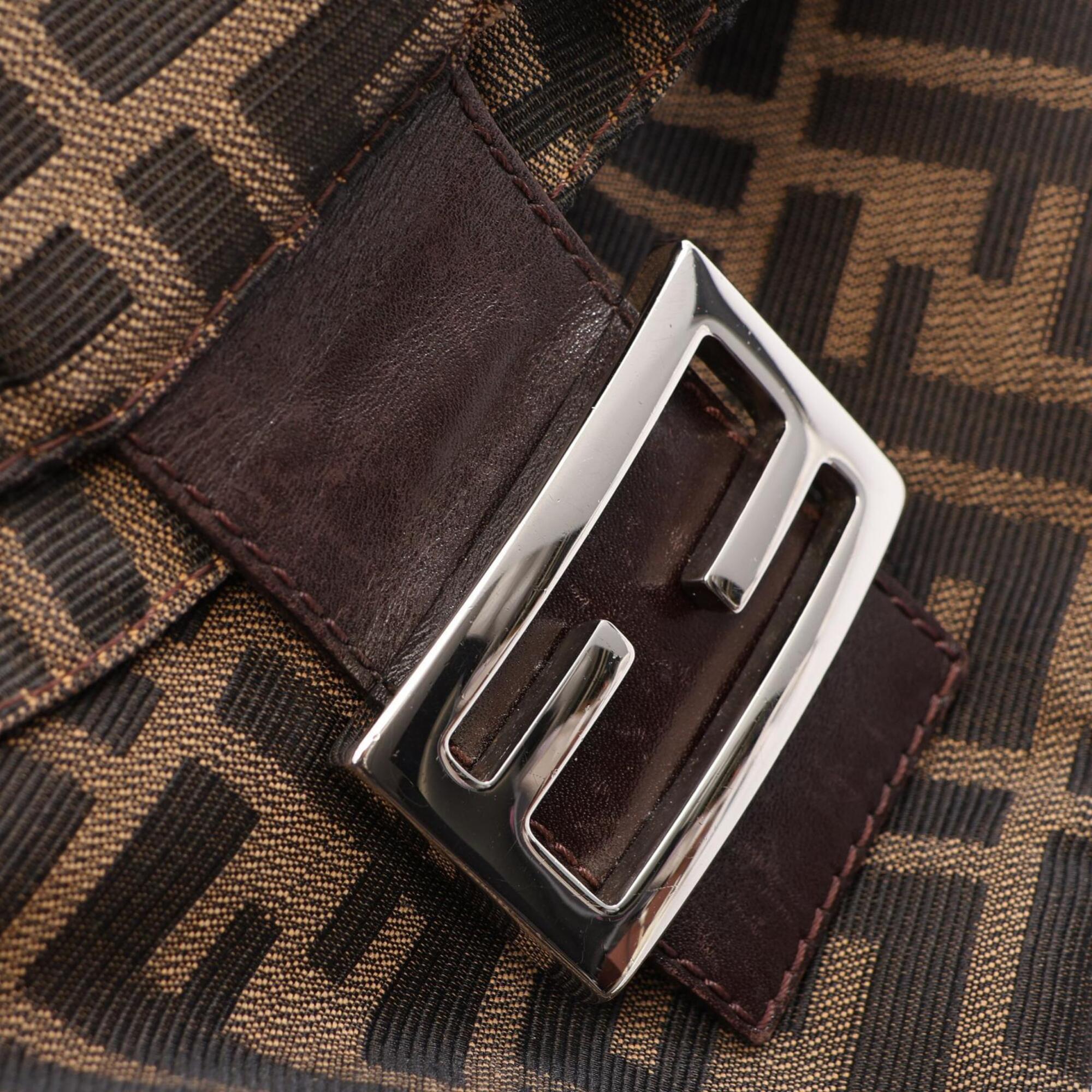 Fendi Brown Canvas Leather Handbag Shoulder Bag (Pre-Owned)
