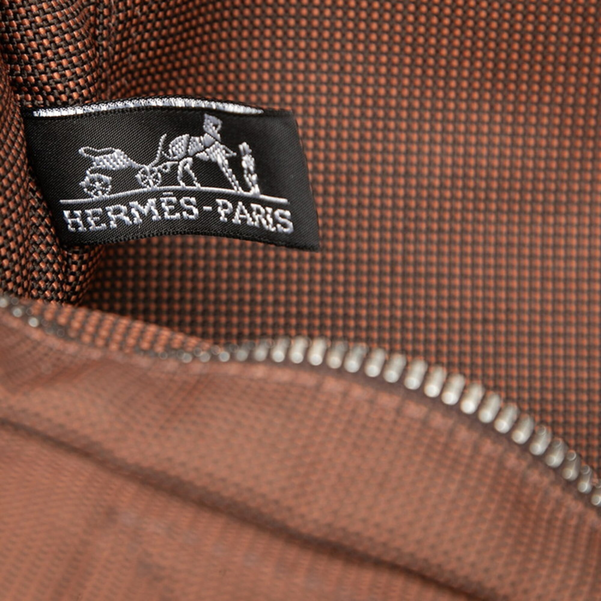 Hermes Brown Canvas Handbag Tote Bag (Pre-Owned)