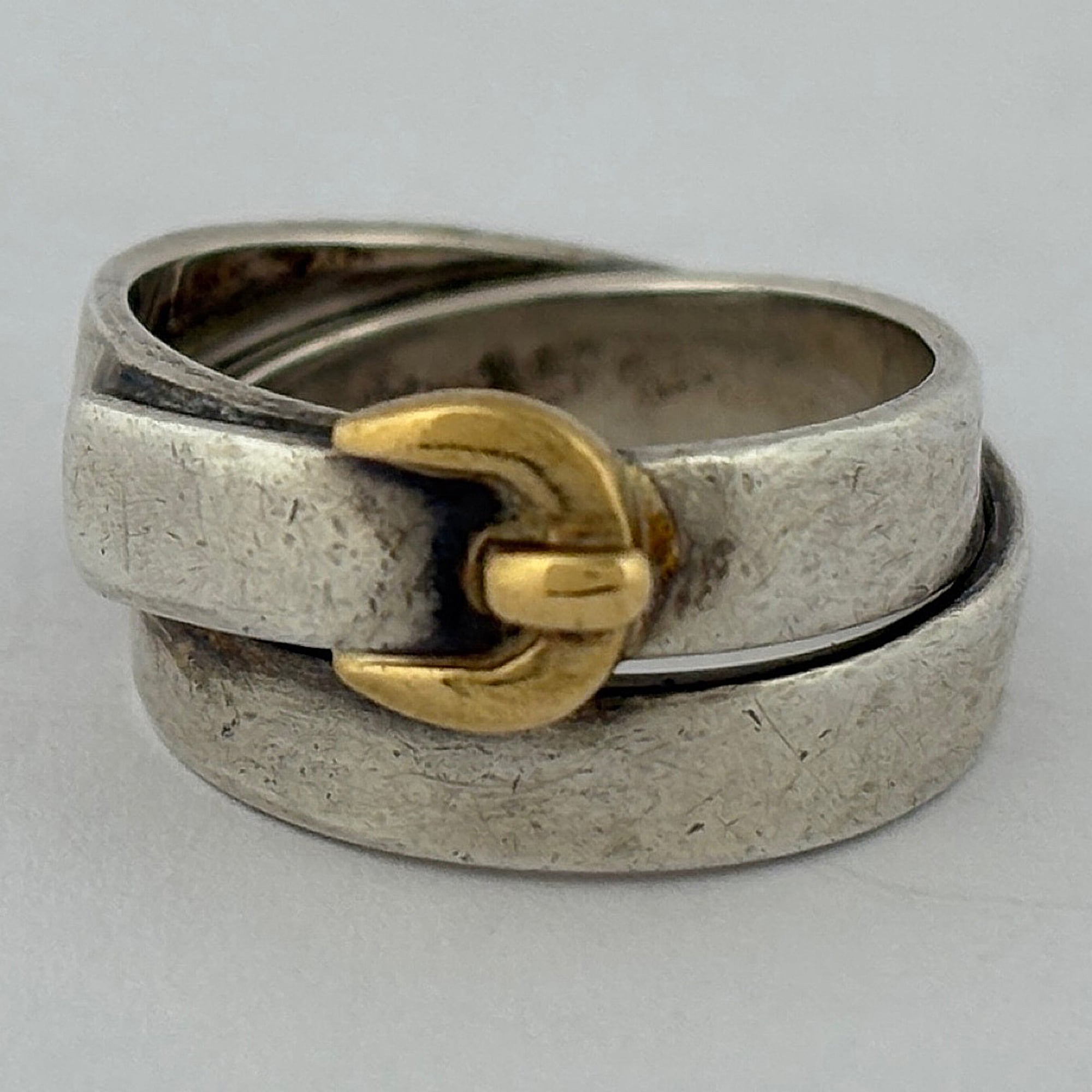 Hermes Gold Silver Yellow Gold (18K) Silver 925 Band Ring (Pre-Owned)