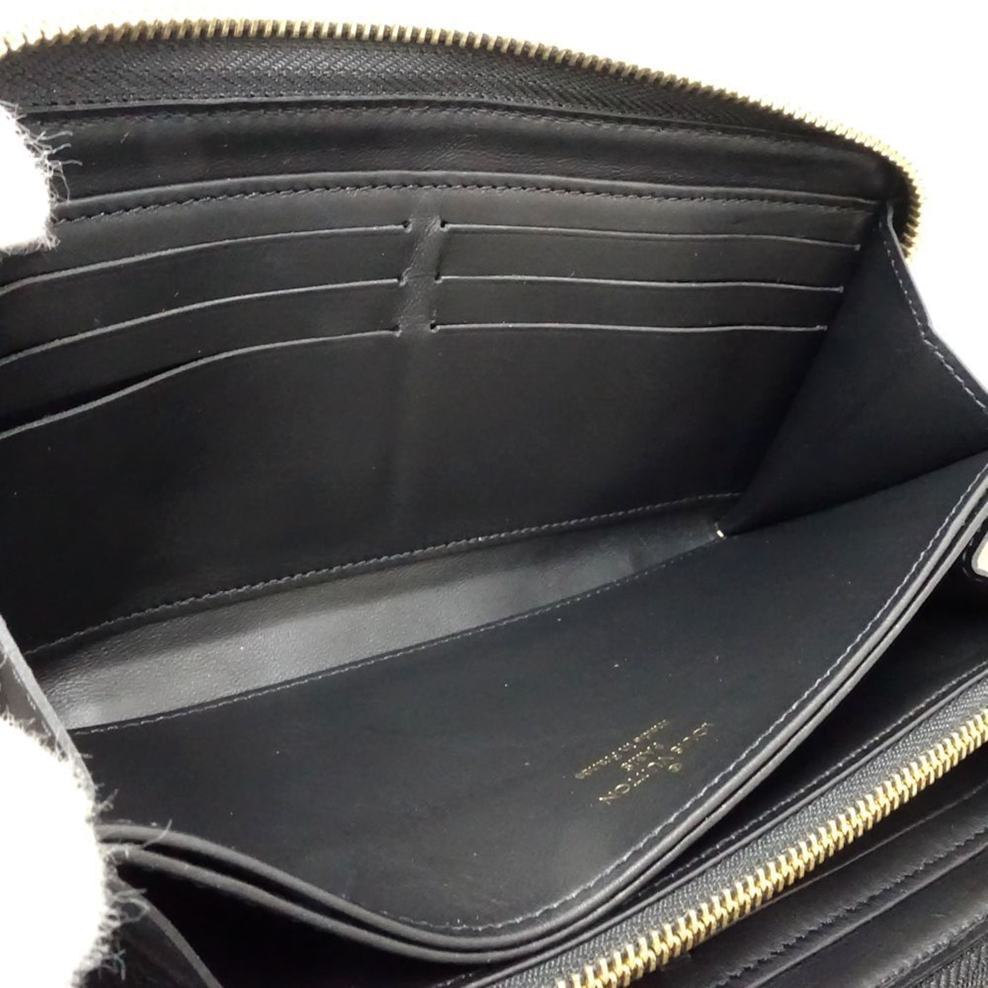 Louis Vuitton Noir Leather Long Wallet (Bi-Fold) (Pre-Owned)