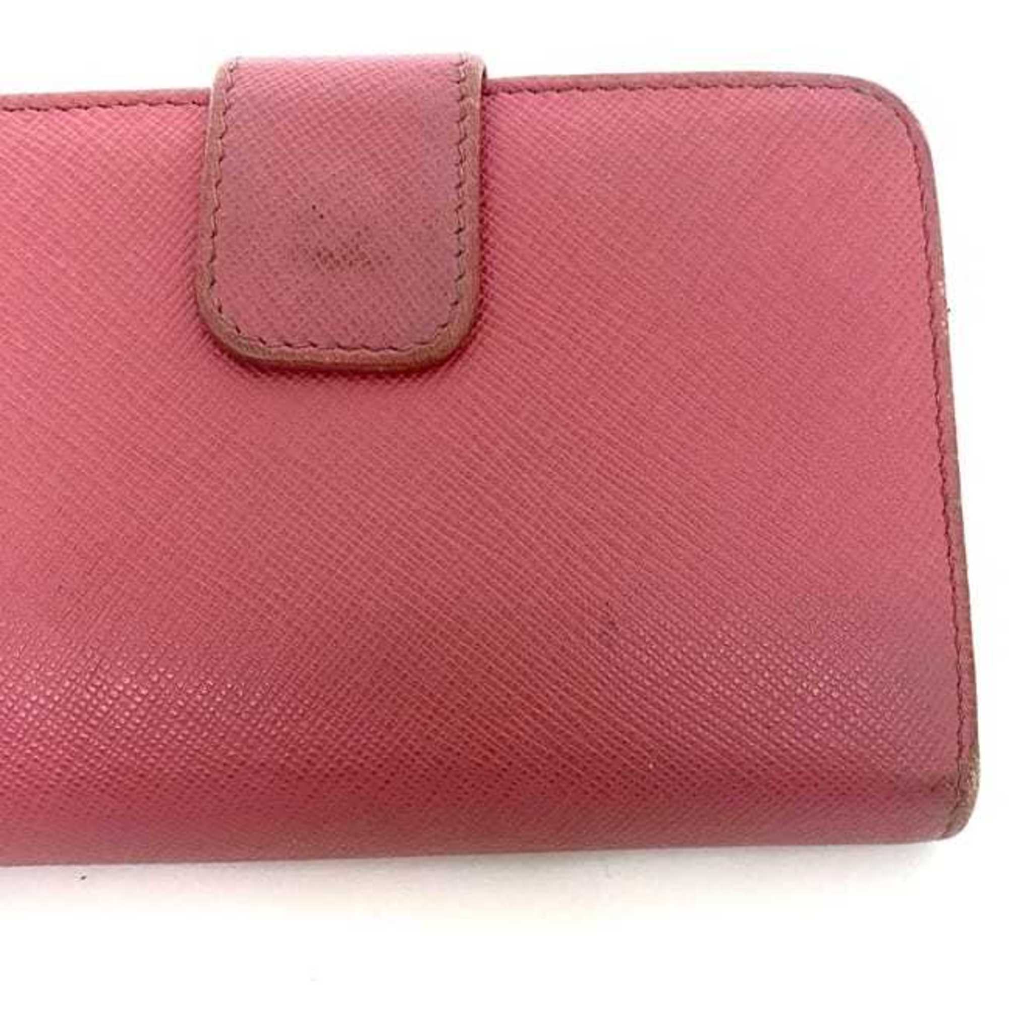Prada Pink Saffiano Metal Wallet (Bi-Fold) (Pre-Owned)