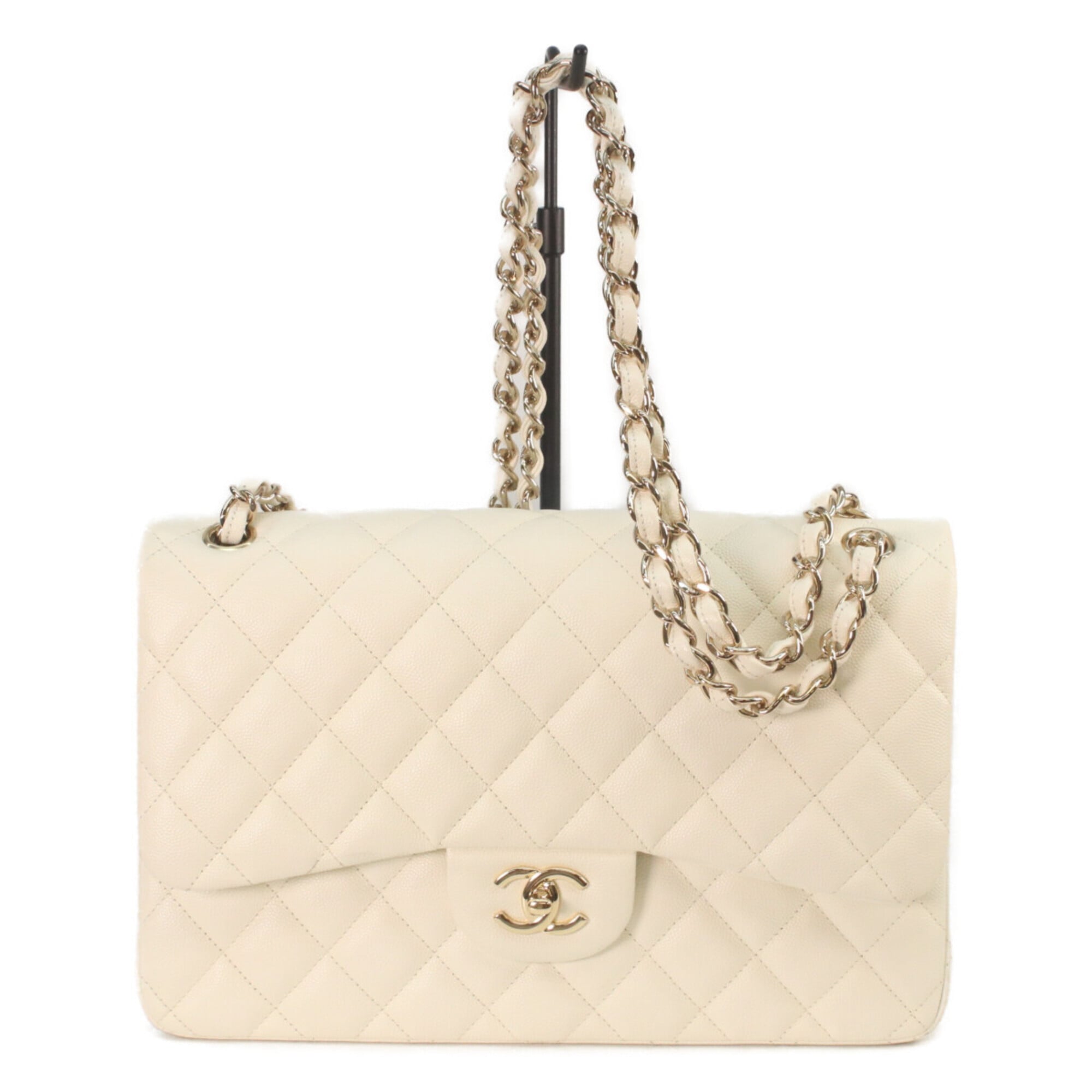 Chanel Ivory Grained Calfskin Shoulder Bag (Pre-Owned)