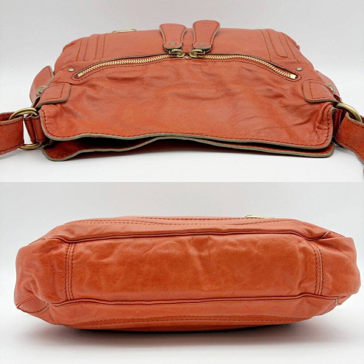 Chloé Orange Leather Shoulder Bag (Pre-Owned)