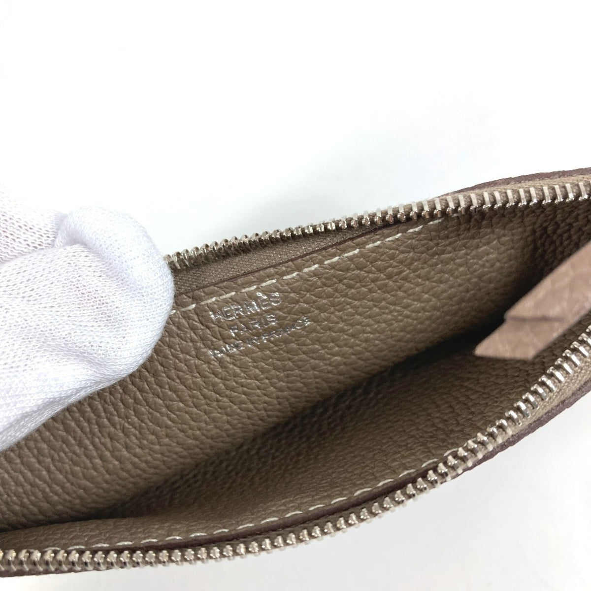 Hermes Etoupe Gray Gray Togo Leather Long Wallet (Bi-Fold) (Pre-Owned)