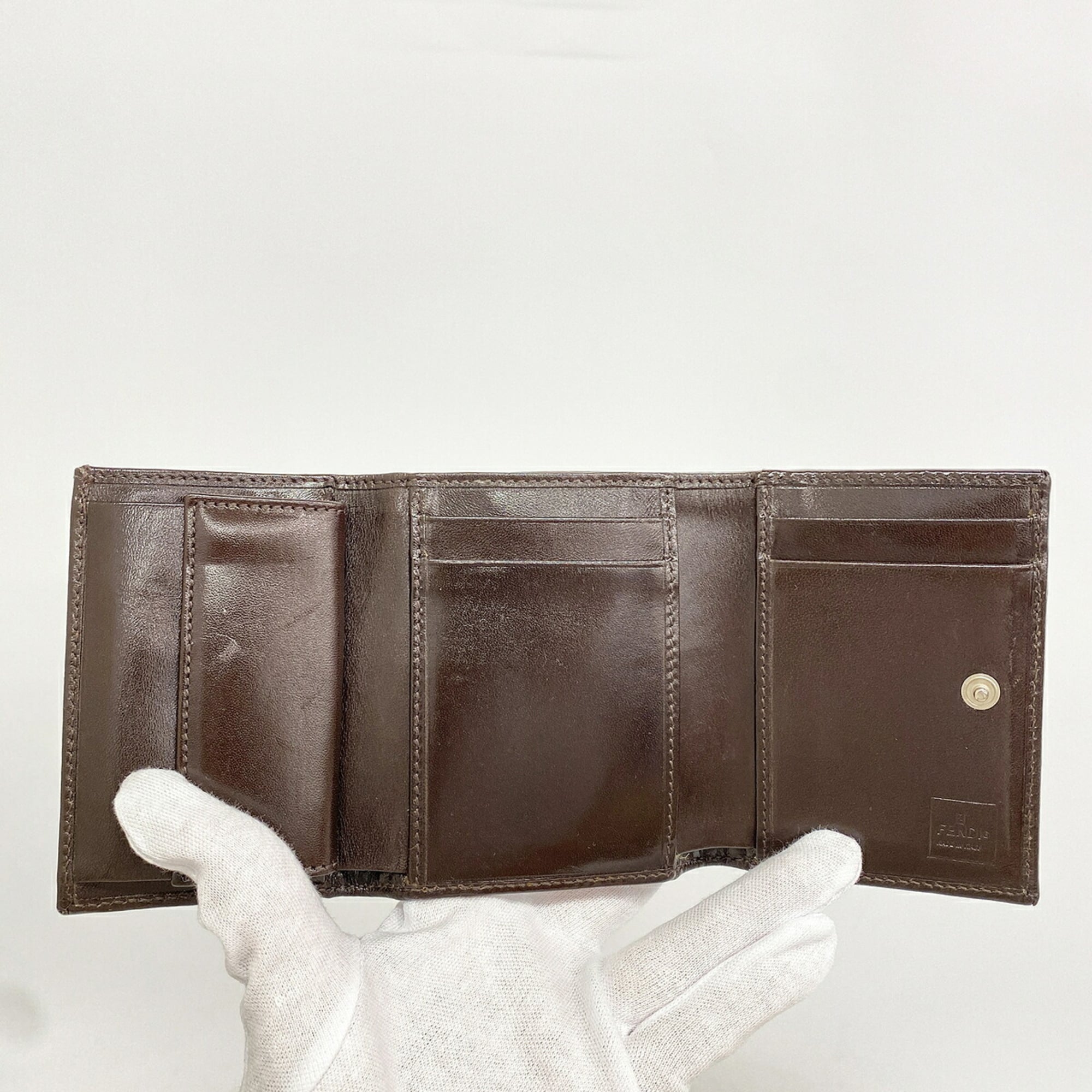 Fendi Brown Nylon Canvas Wallet (Tri-Fold) (Pre-Owned)