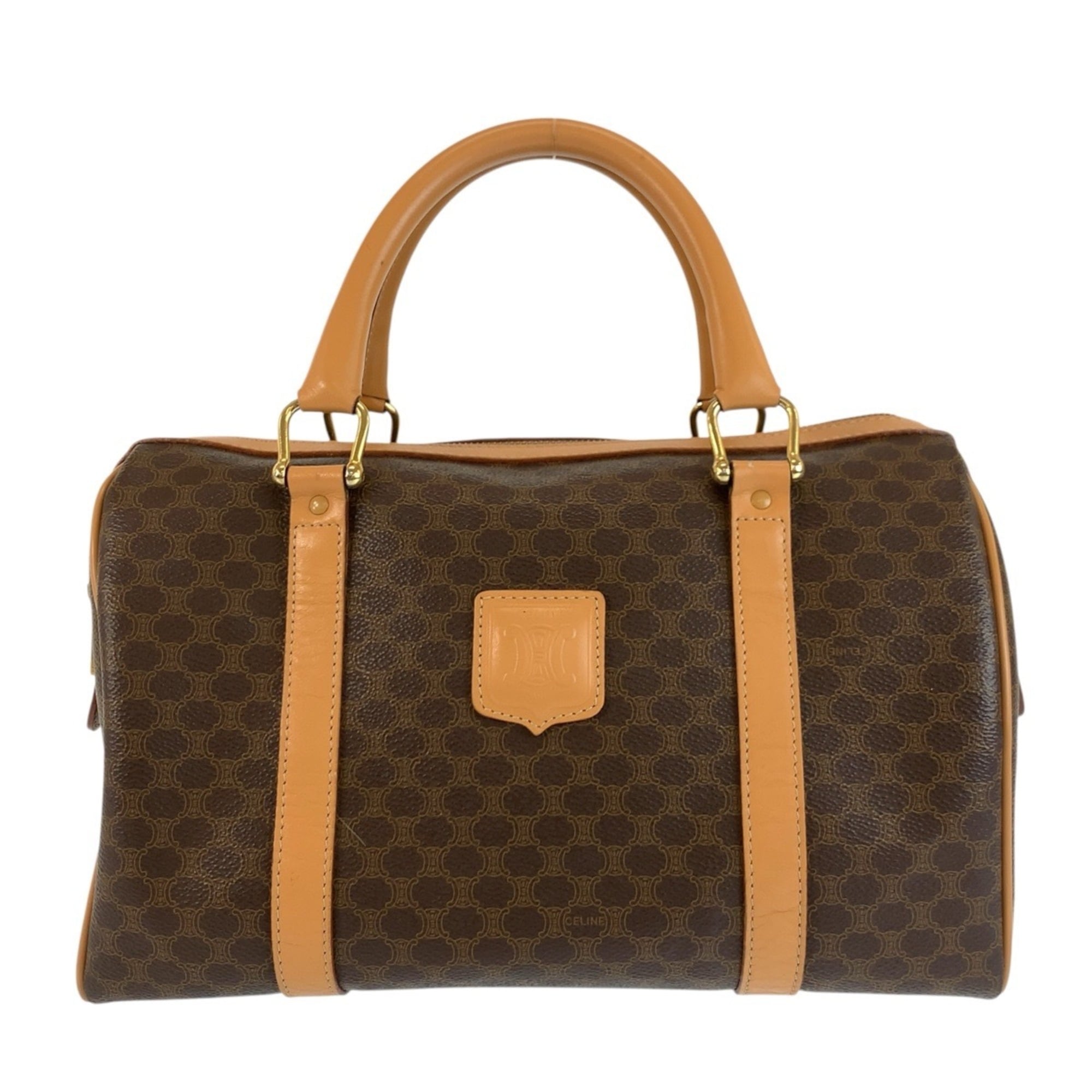Celine Brown Leather Pvc Boston Bag Handbag (Pre-Owned)