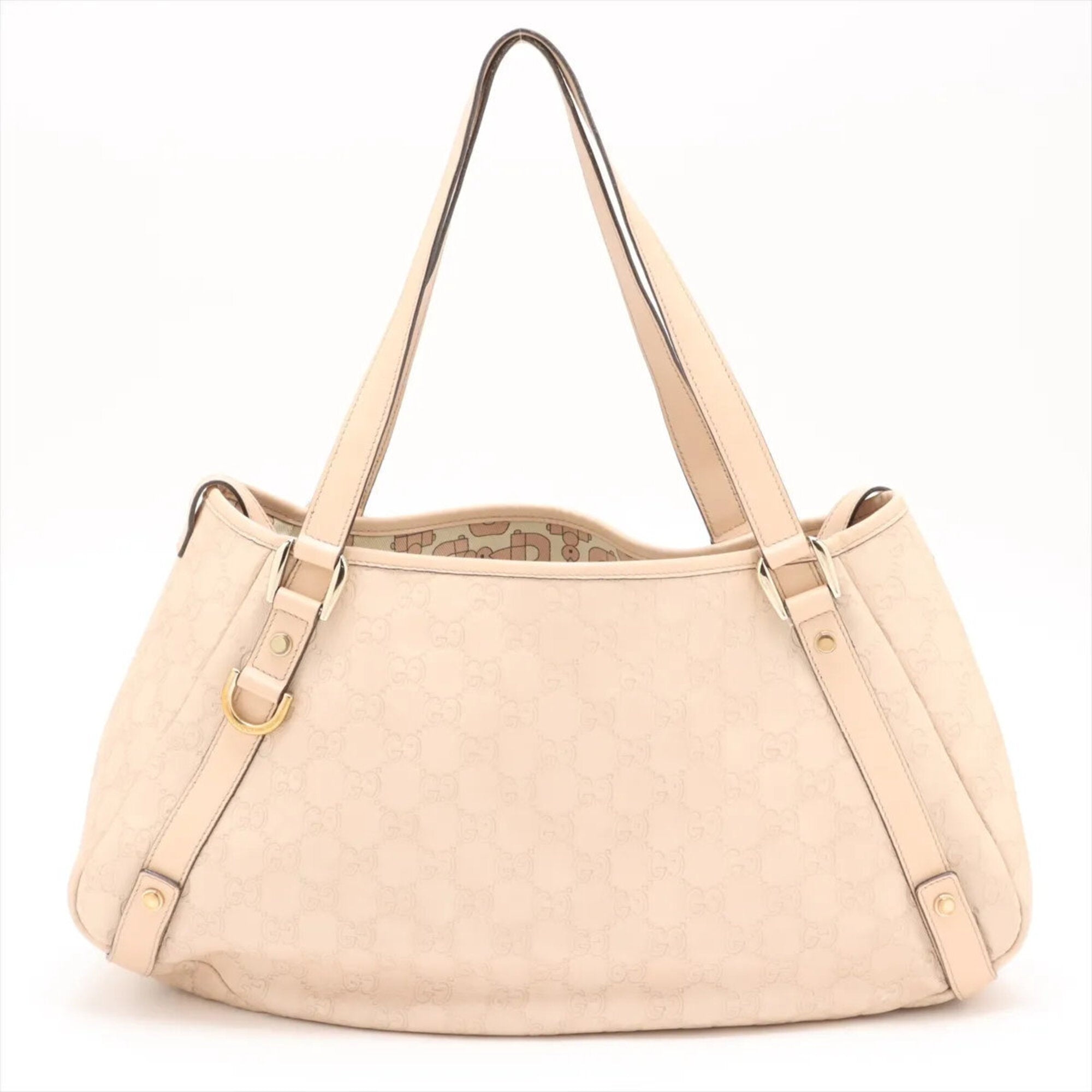 Gucci Pink Beige Leather Handbag Shoulder Bag Tote Bag (Pre-Owned)