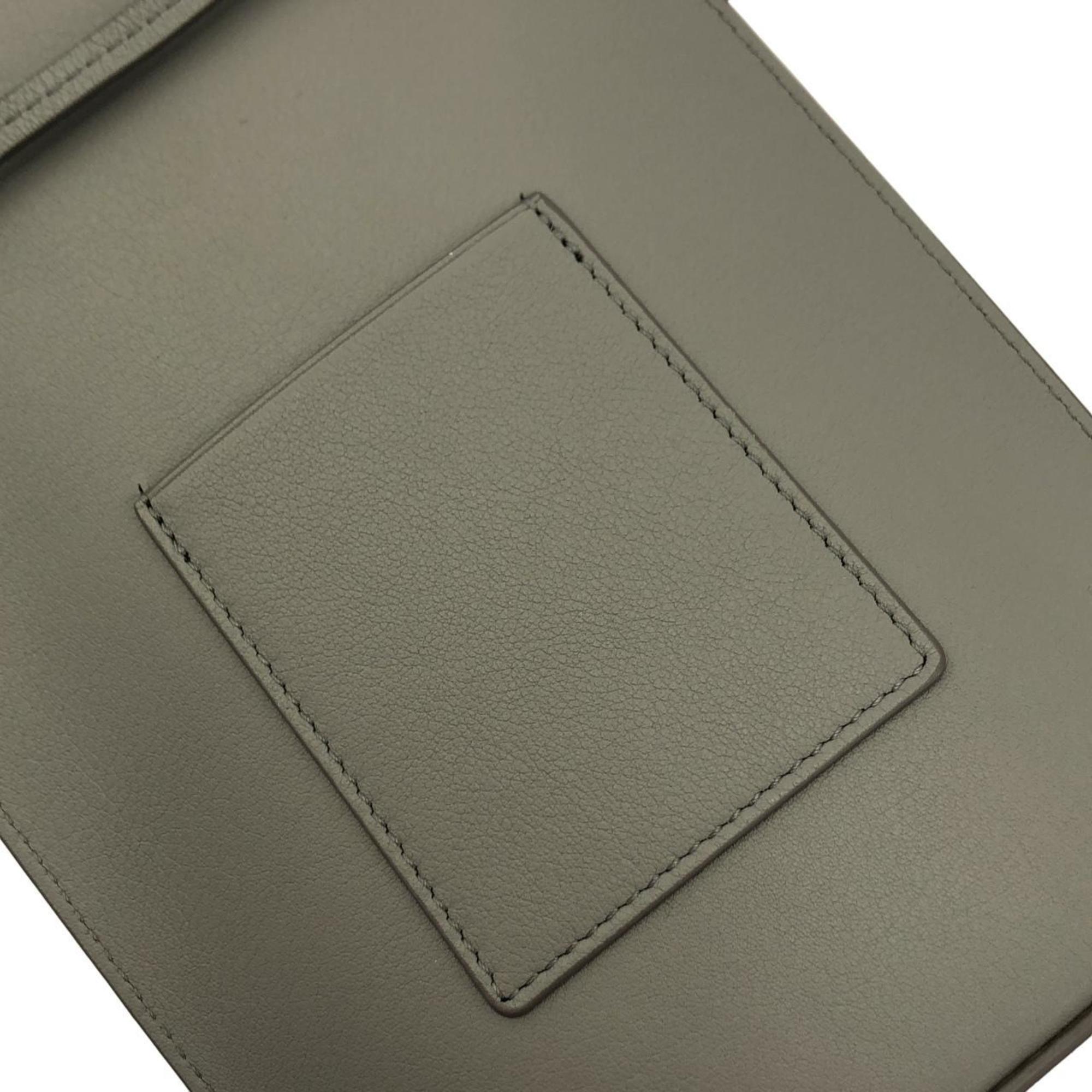 Loewe Gray Silver Leather Shoulder Bag (Pre-Owned)
