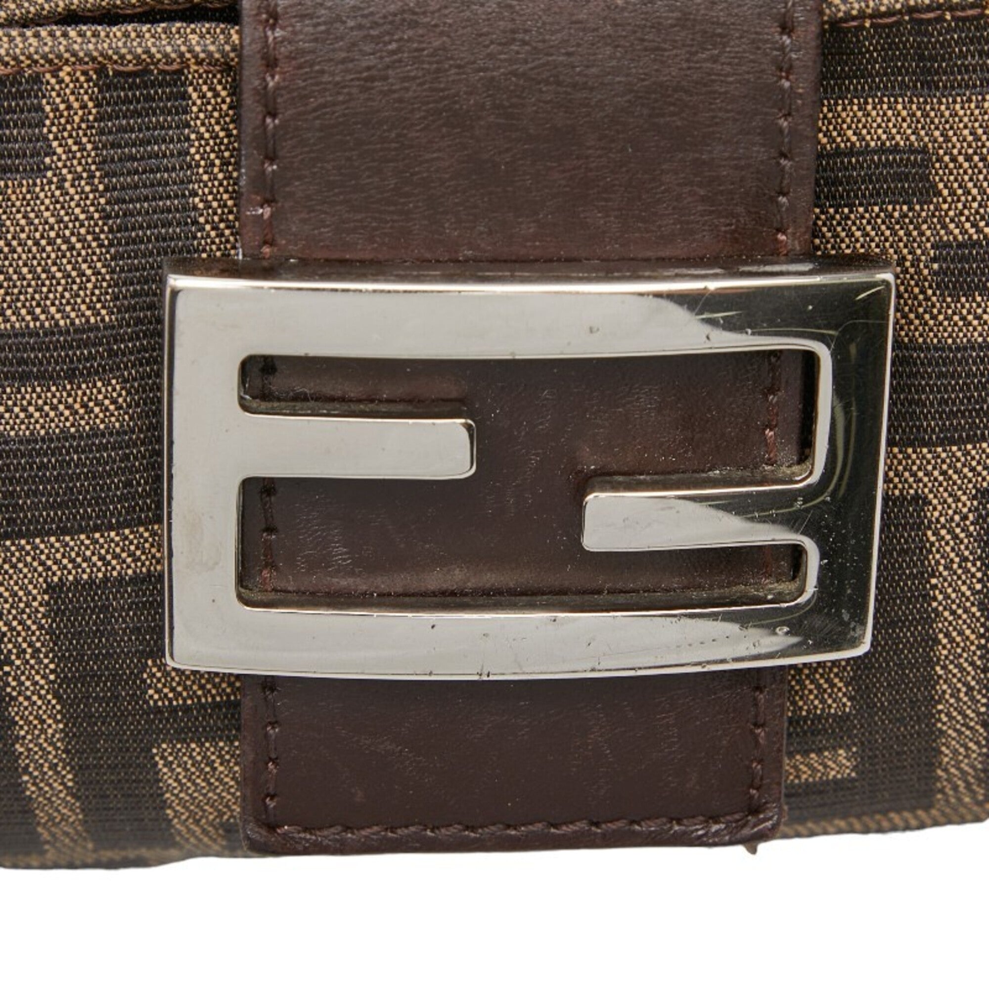 Fendi Brown Canvas Leather Shoulder Bag (Pre-Owned)