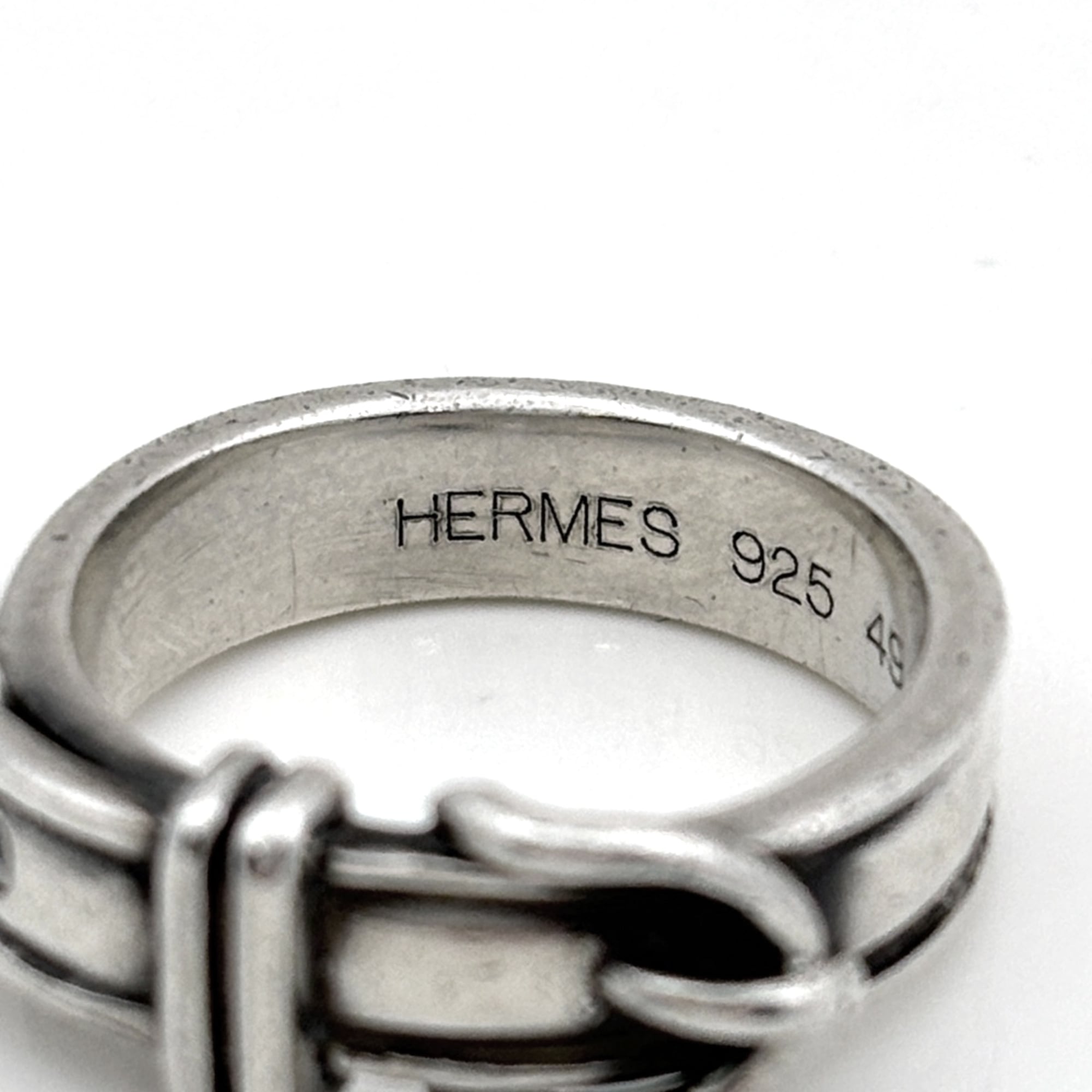 Hermes Silver Silver 925 Band Ring (Pre-Owned)