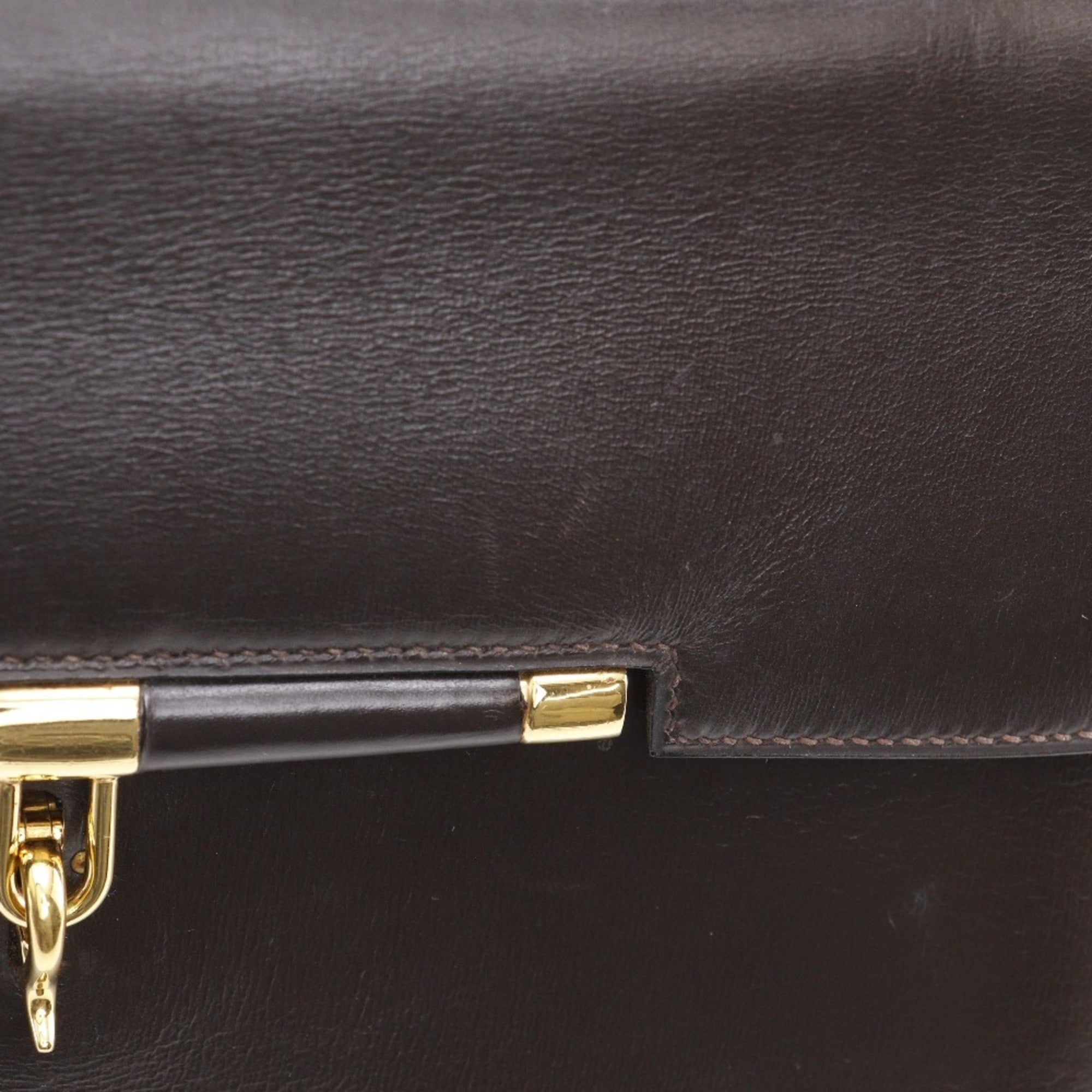 Hermes Brown Box Calf Leather Handbag (Pre-Owned)