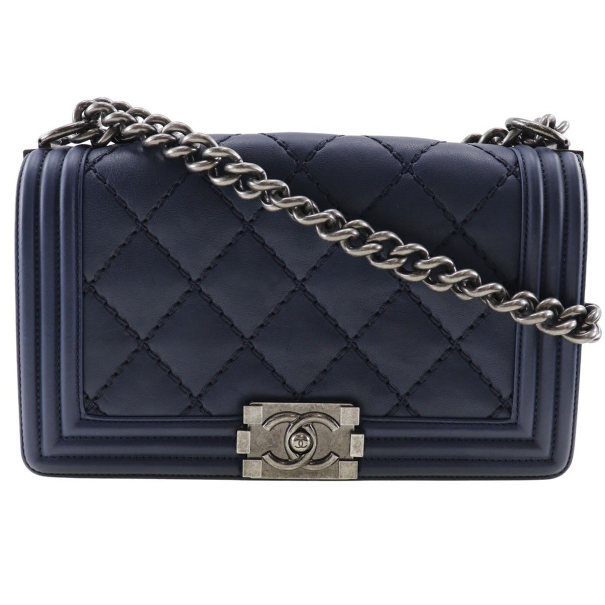 Chanel Navy Leather Shoulder Bag (Pre-Owned)