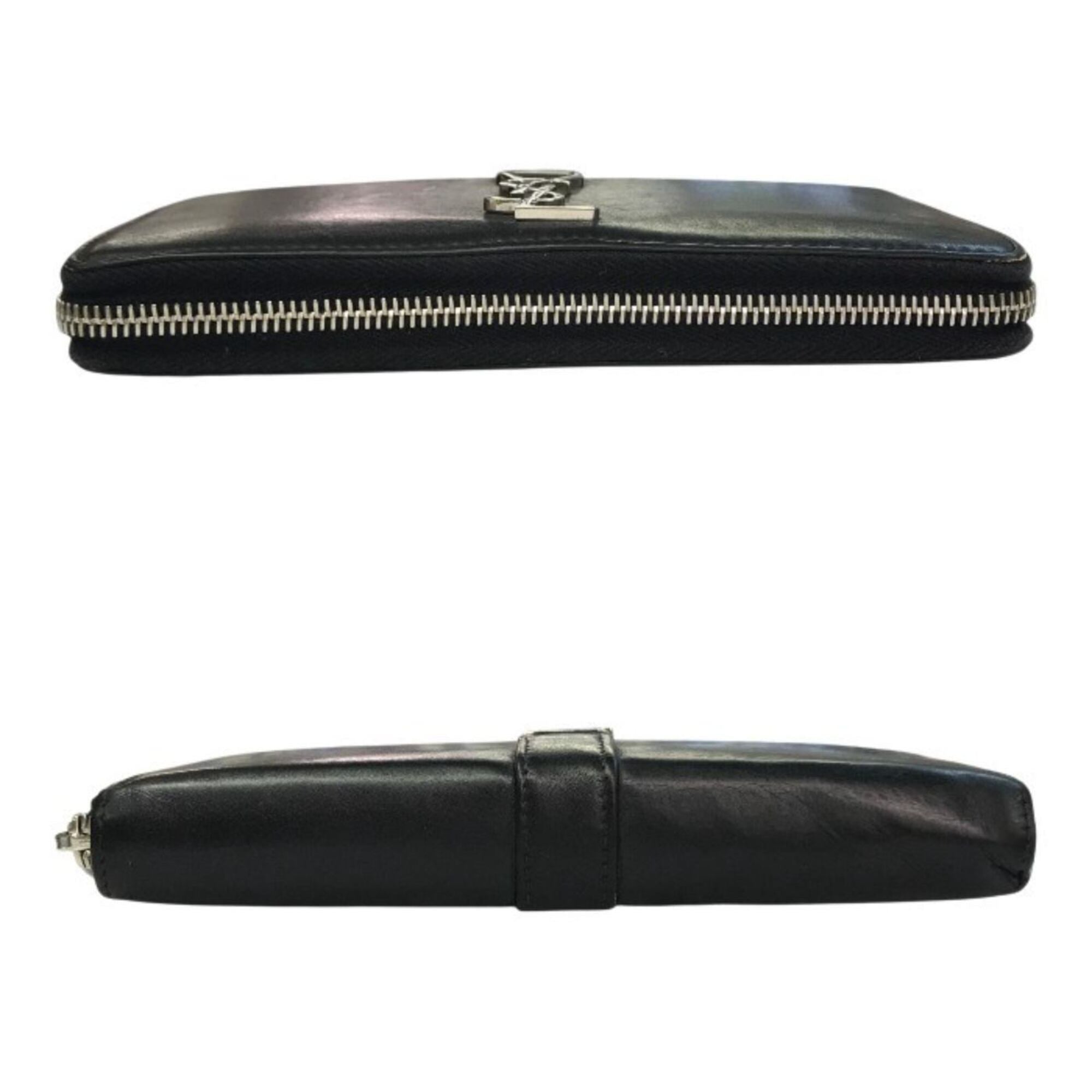 Saint Laurent Black Leather Long Wallet (Bi-Fold) (Pre-Owned)