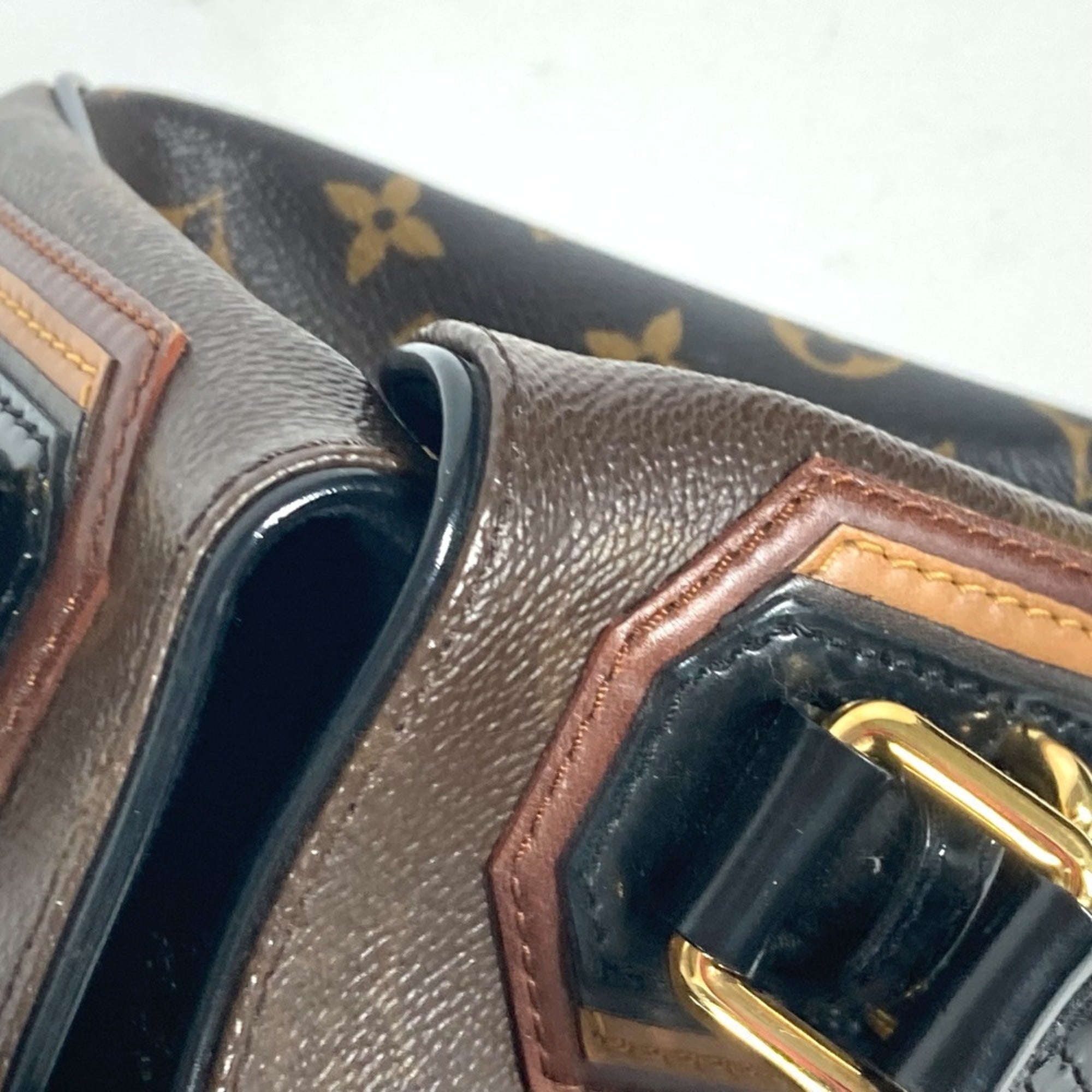 Louis Vuitton Black Brown Canvas Boston Bag Shoulder Bag (Pre-Owned)