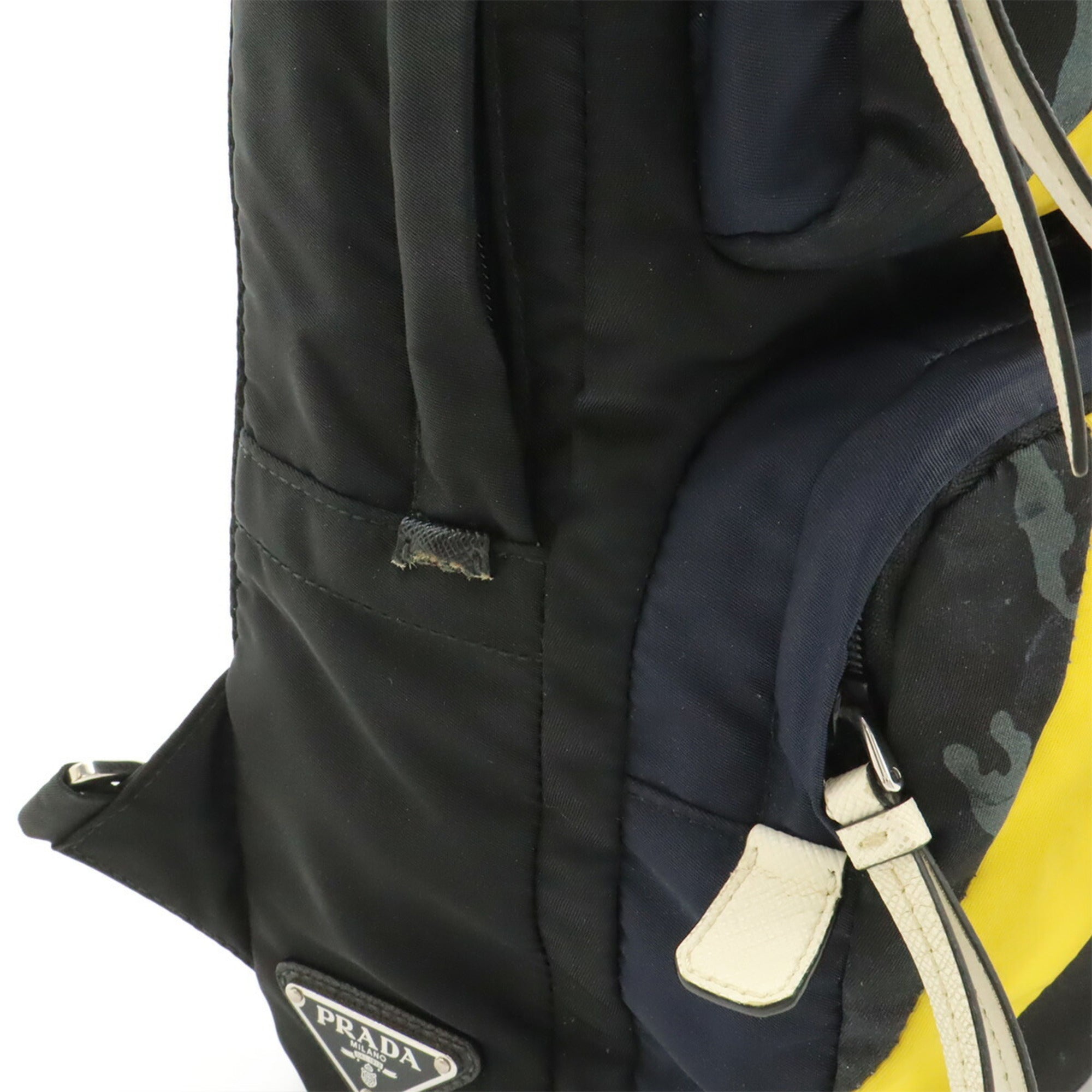 Prada Black Multi-Color Nero Yellow Nylon Leather Shoulder Bag Sling Bag (Pre-Owned)