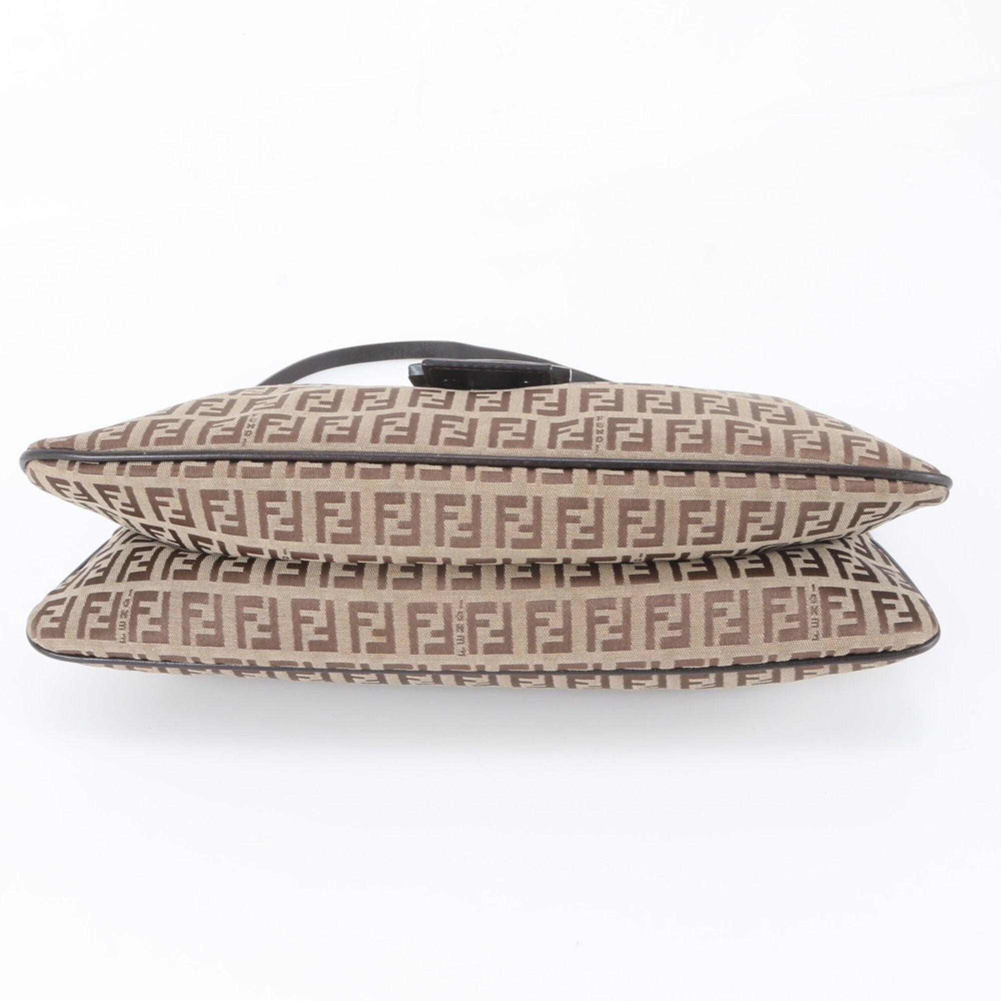 Fendi Brown Leather Canvas Shoulder Bag (Pre-Owned)