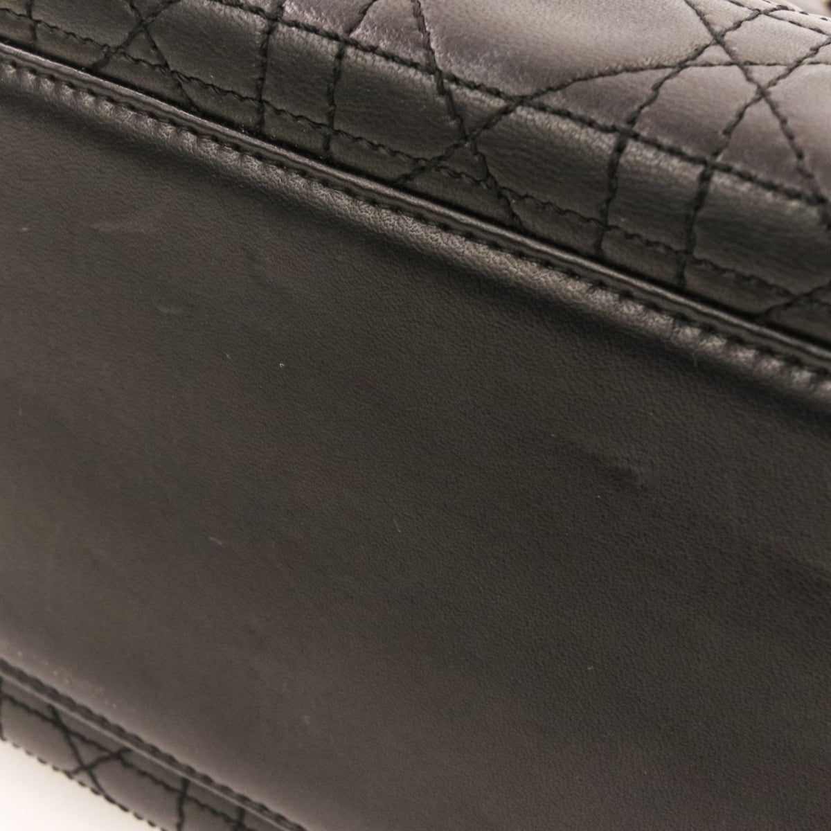 Christian Dior Lady Dior Black Leather Handbag Shoulder Bag (Pre-Owned)