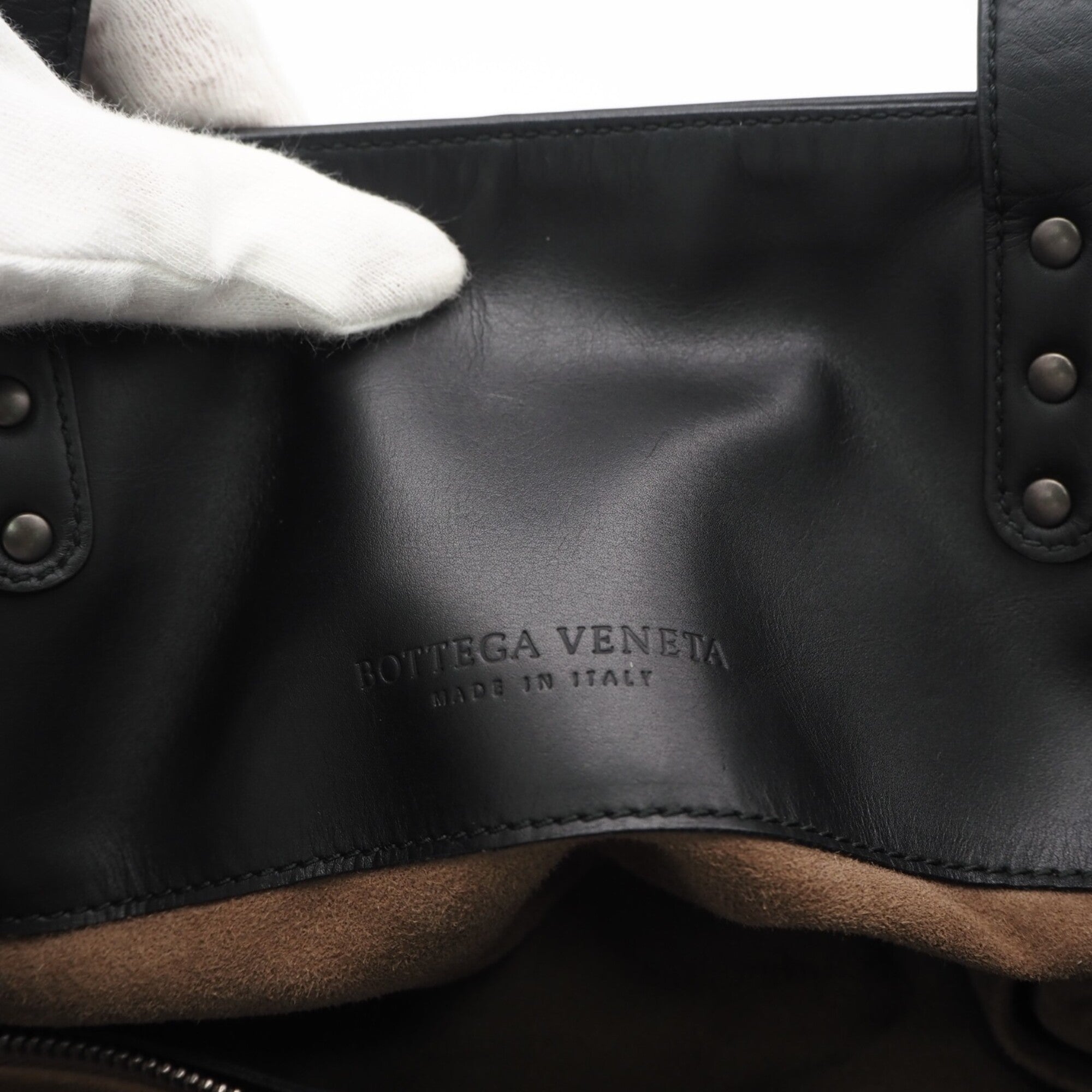 Bottega Veneta Intrecciato Black Leather Handbag Tote Bag (Pre-Owned)