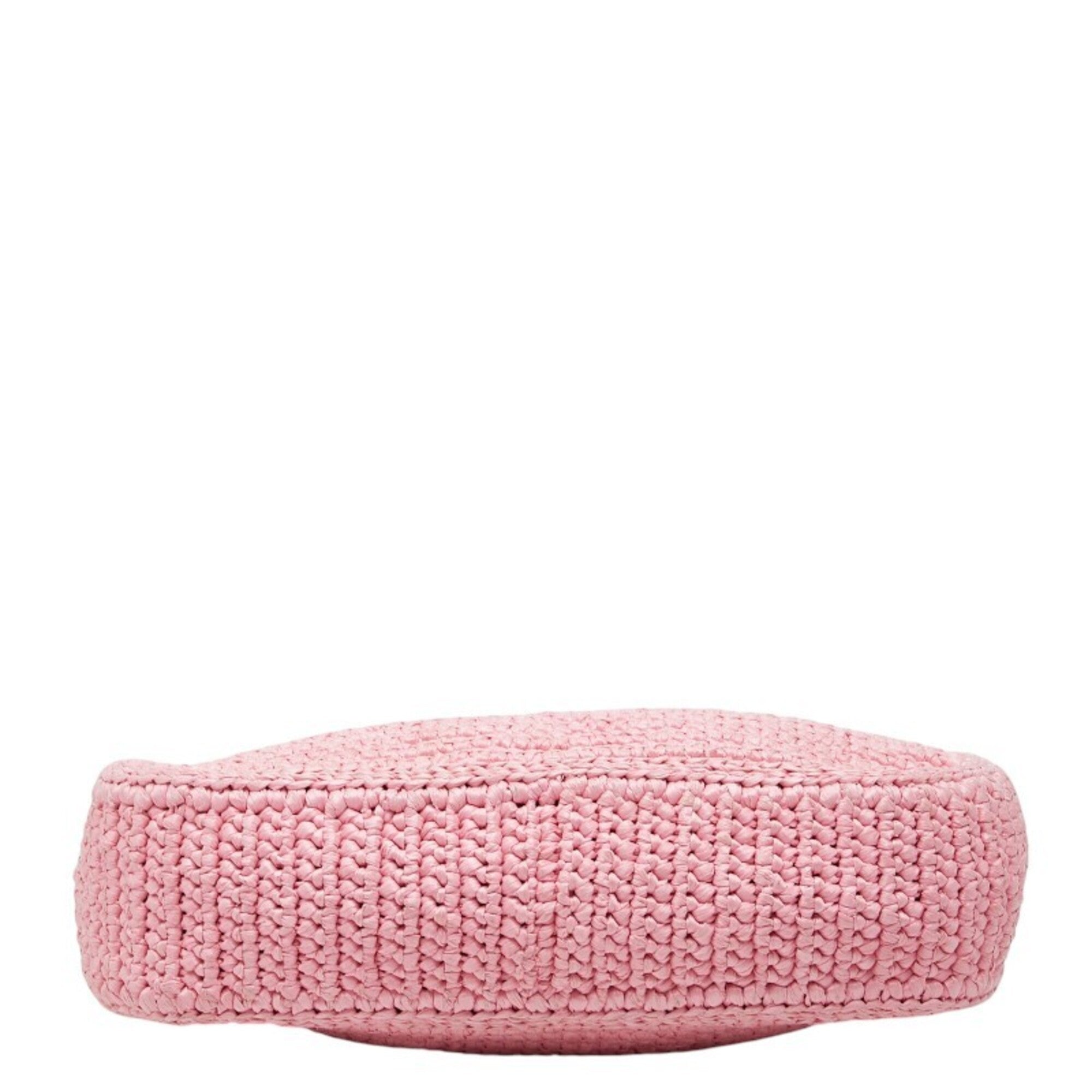 Prada Pink Raffia Leather Shoulder Bag (Pre-Owned)