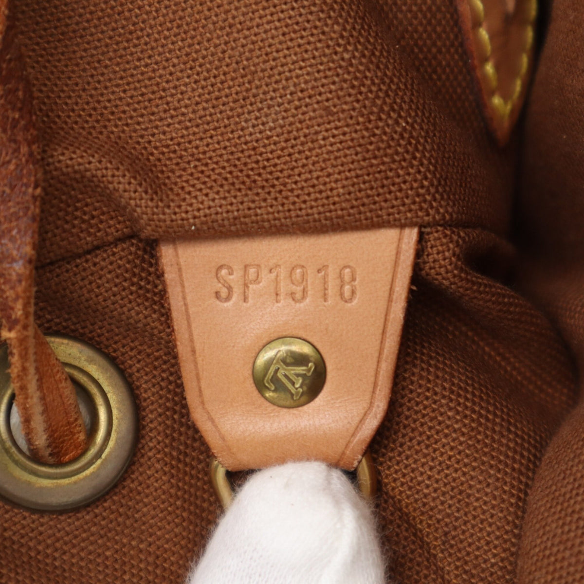 Louis Vuitton Beige Brown Coated Canvas Leather Shoulder Bag (Pre-Owned)