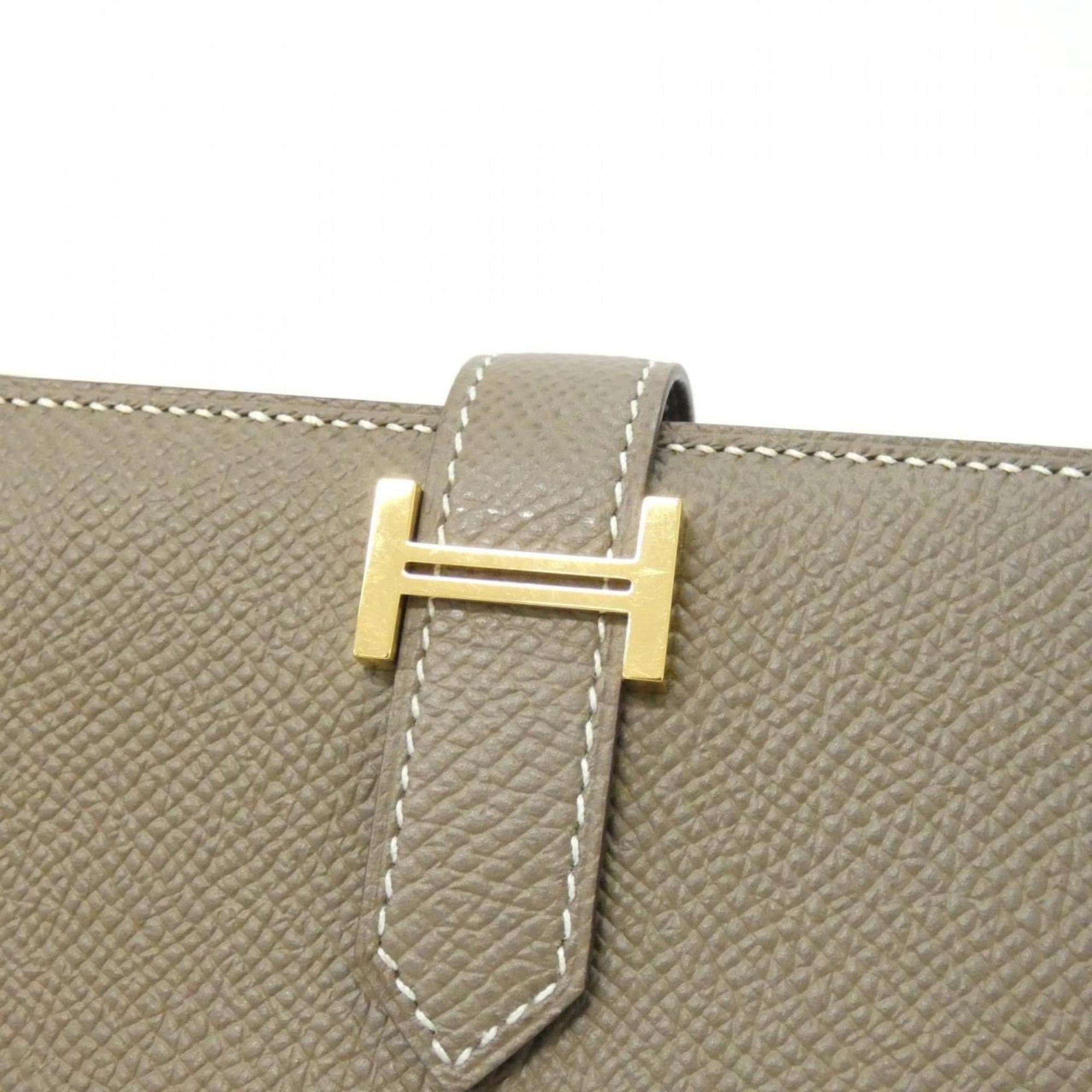 Hermes Etoupe Gray Epsom Leather Long Wallet (Bi-Fold) (Pre-Owned)