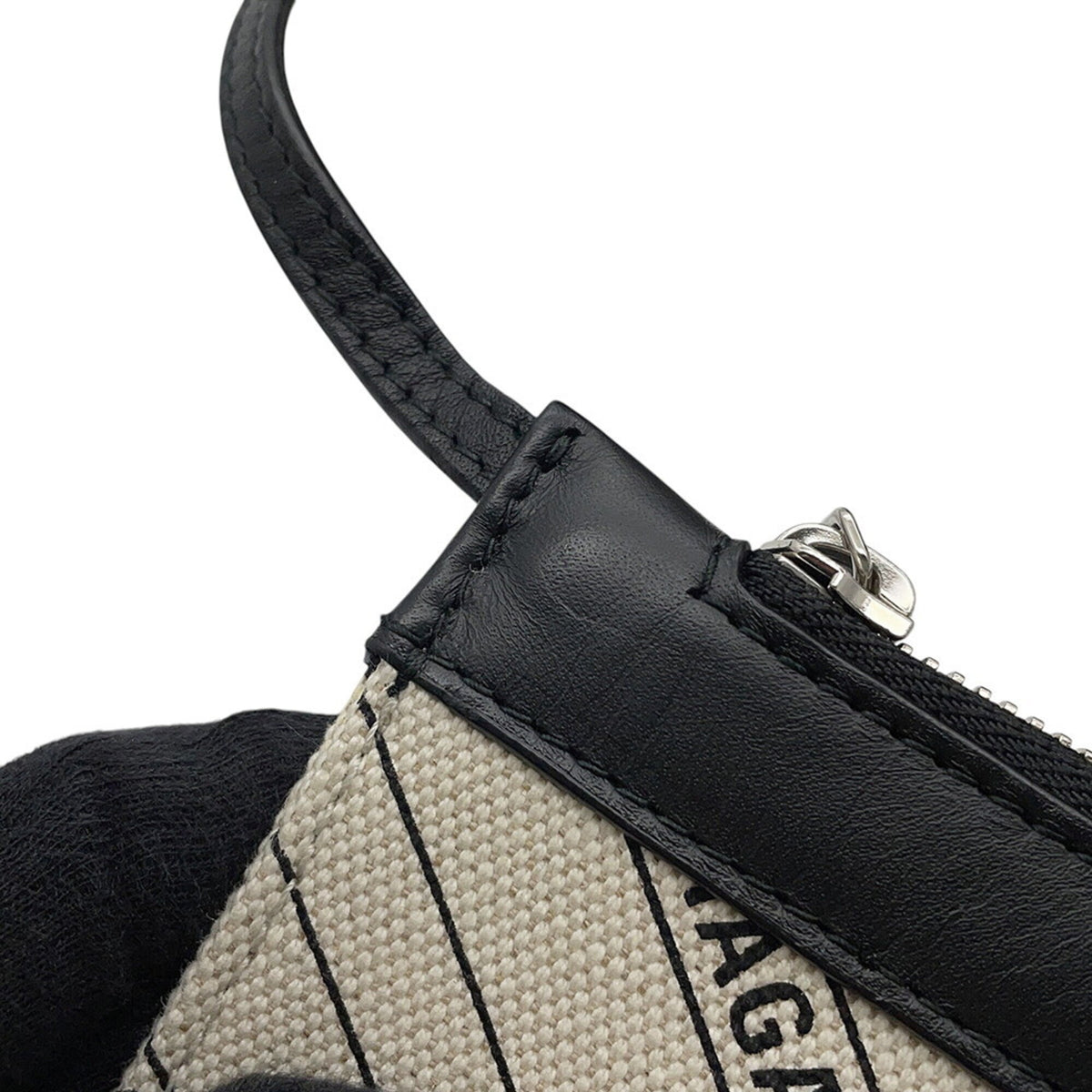 Balenciaga Black White Canvas Leather Handbag Tote Bag (Pre-Owned)