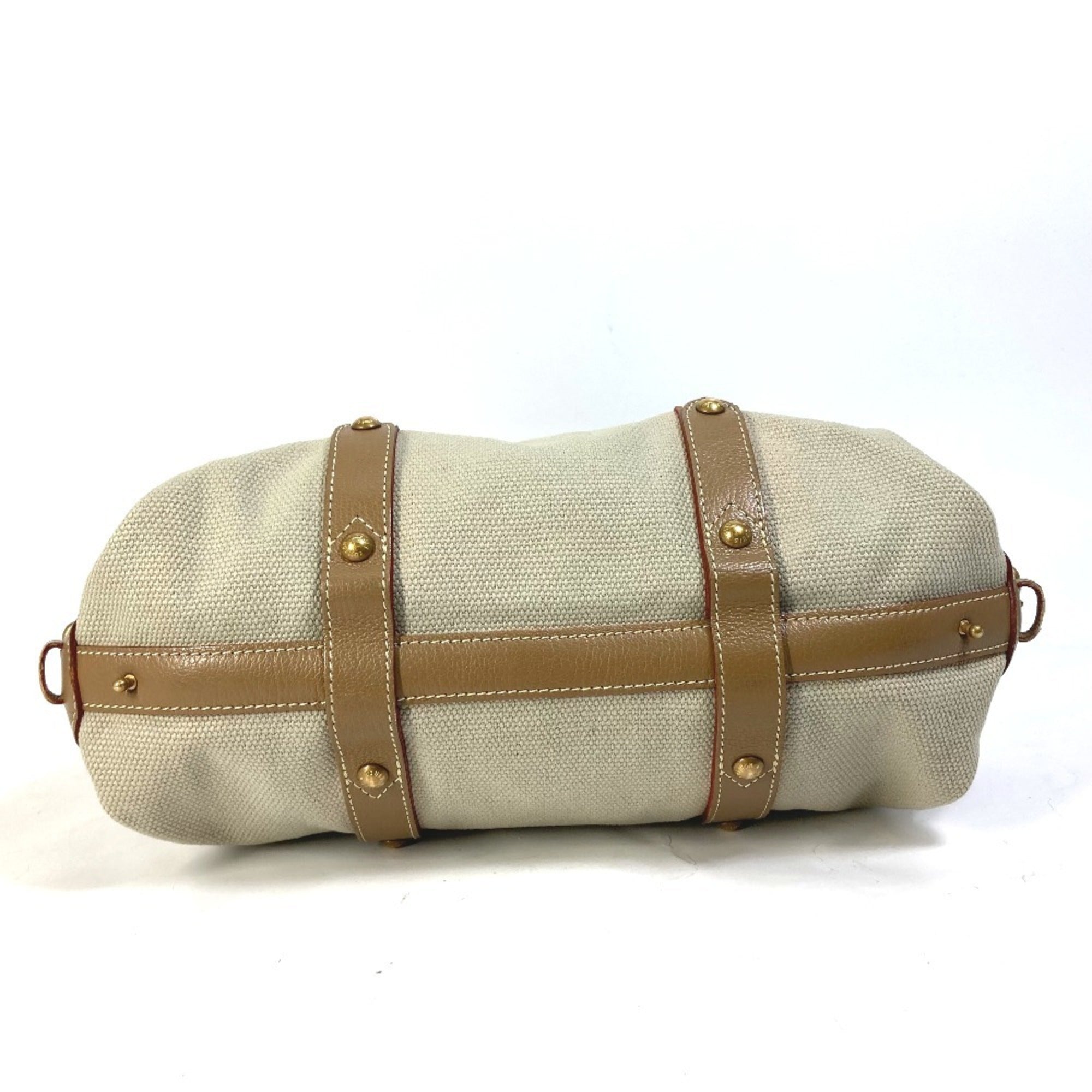 Louis Vuitton Beige Canvas Leather Handbag Shoulder Bag (Pre-Owned)