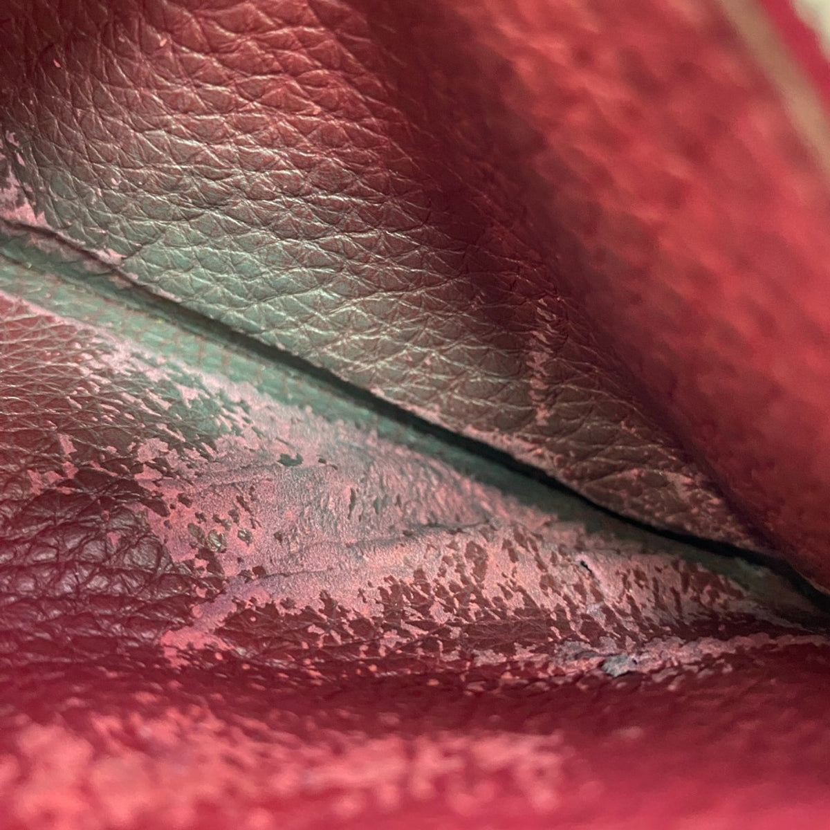 Hermes Red Color Taurillon Clemence Leather Long Wallet (Bi-Fold) (Pre-Owned)