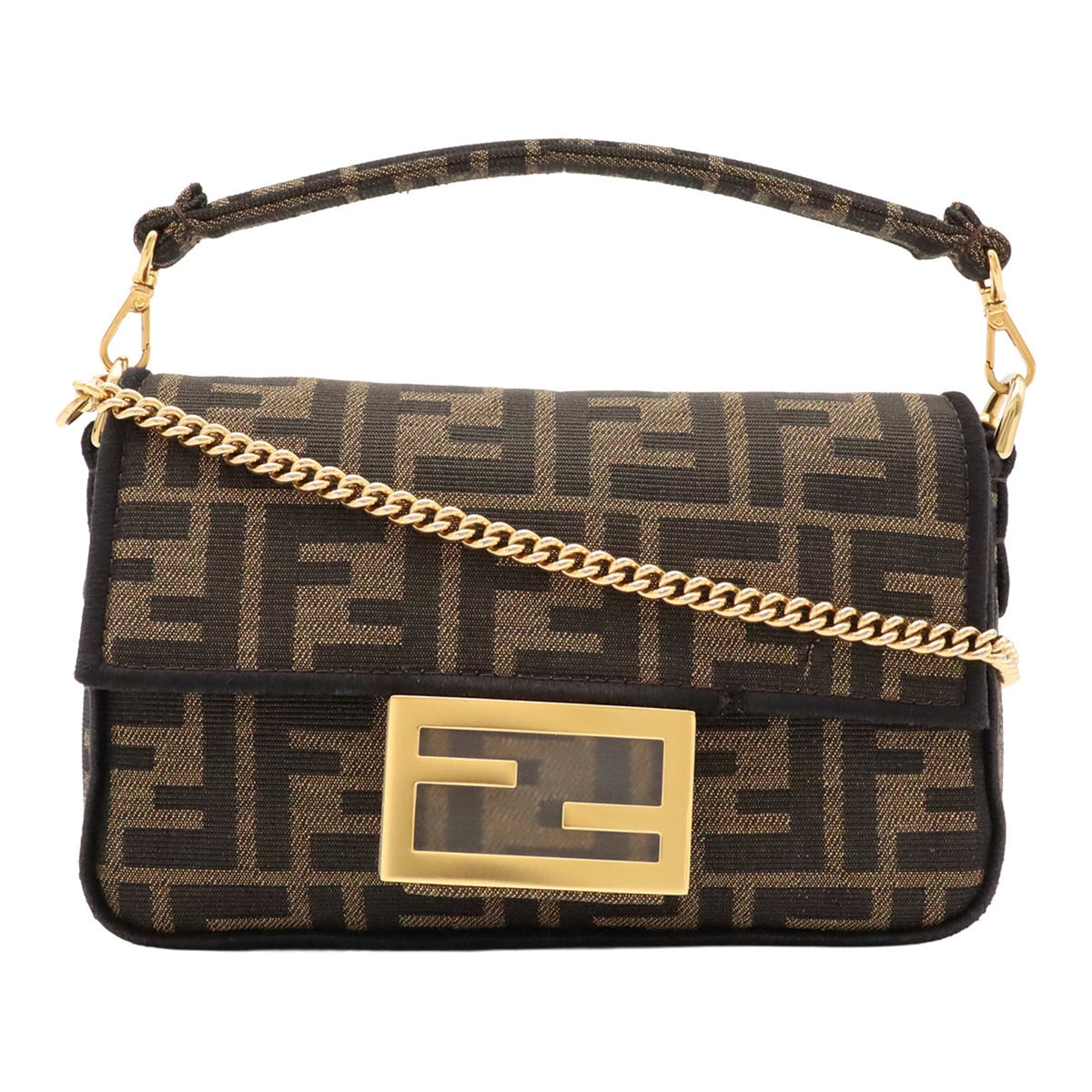 Fendi Black Khaki Brown Leather Handbag Shoulder Bag (Pre-Owned)