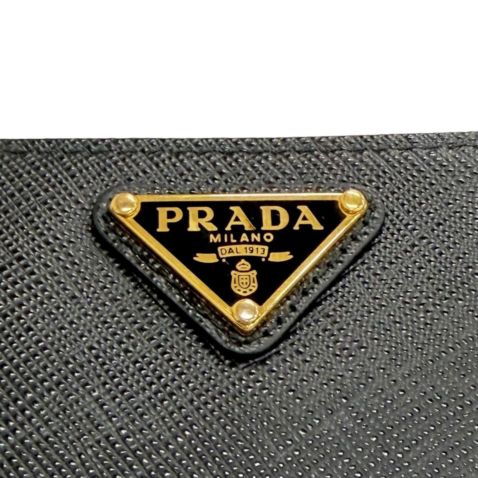 Prada Black Leather Long Wallet (Bi-Fold) (Pre-Owned)