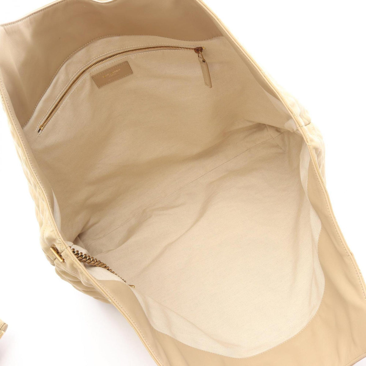 Saint Laurent Beige Leather Handbag Pouch Tote Bag (Pre-Owned)