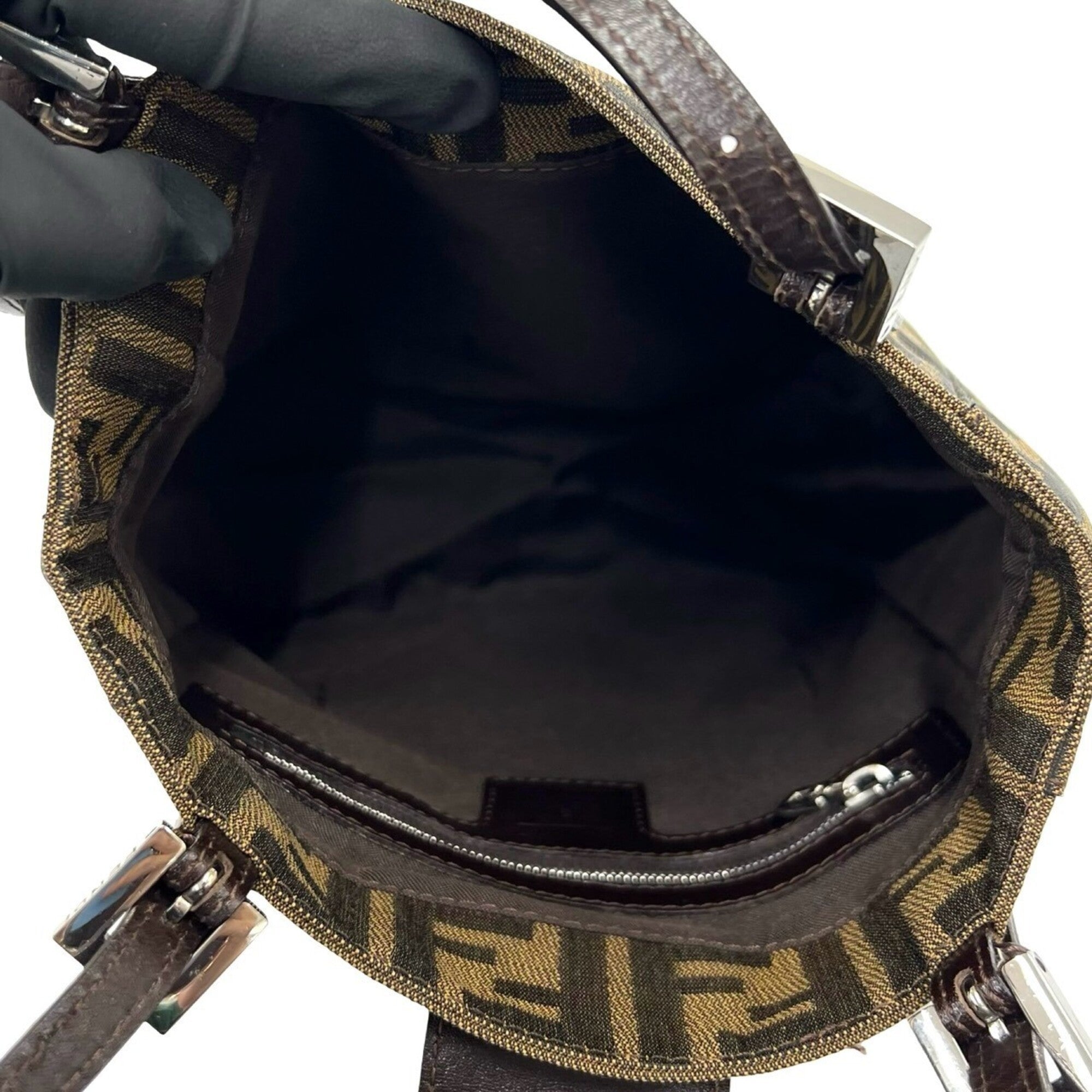 Fendi Brown Canvas Leather Handbag Tote Bag (Pre-Owned)