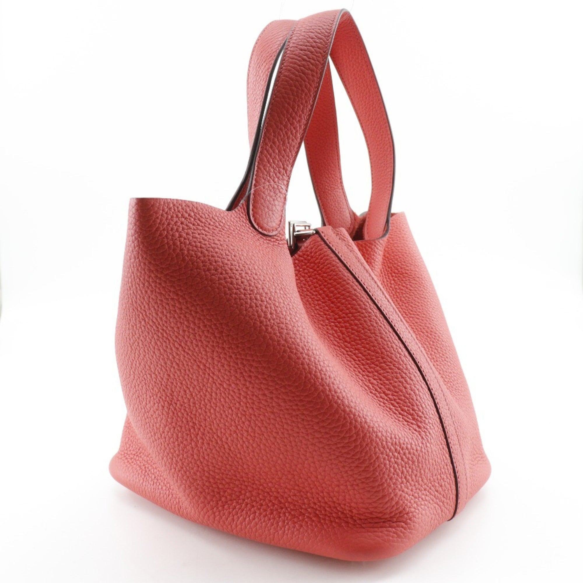 Hermes Red Color Taurillon Clemence Leather Handbag (Pre-Owned)