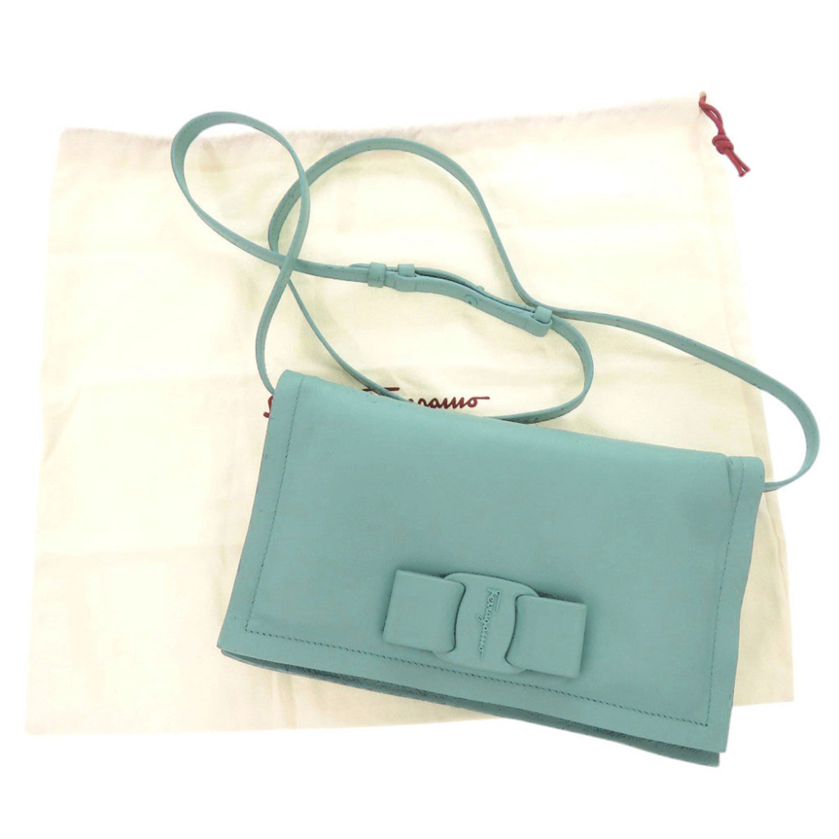 Salvatore Ferragamo Light Blue Leather Shoulder Bag (Pre-Owned)