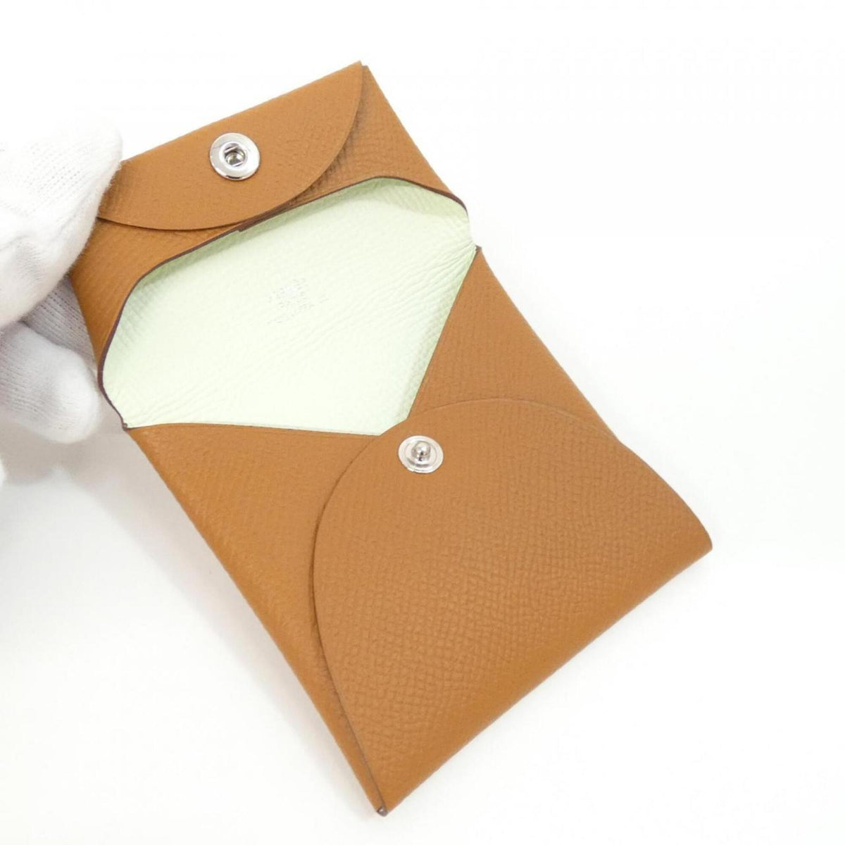 Hermes Brown Gold Brown Epsom Leather Coin Purse/Coin Case (Pre-Owned)