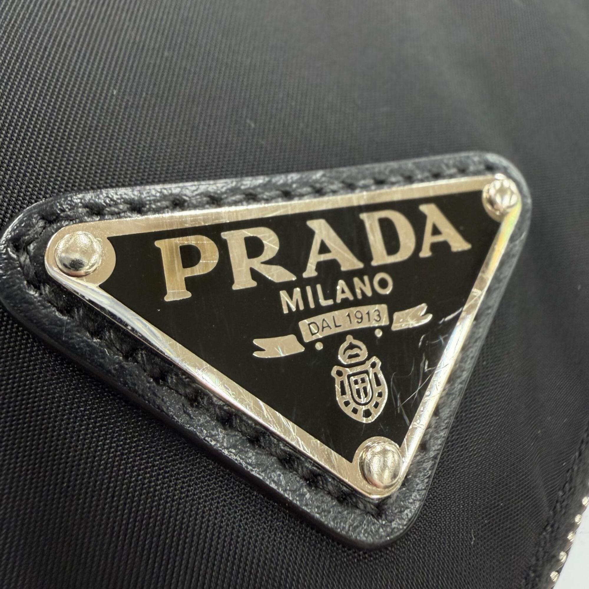Prada Black Nylon Leather Pouch Shoulder Bag (Pre-Owned)