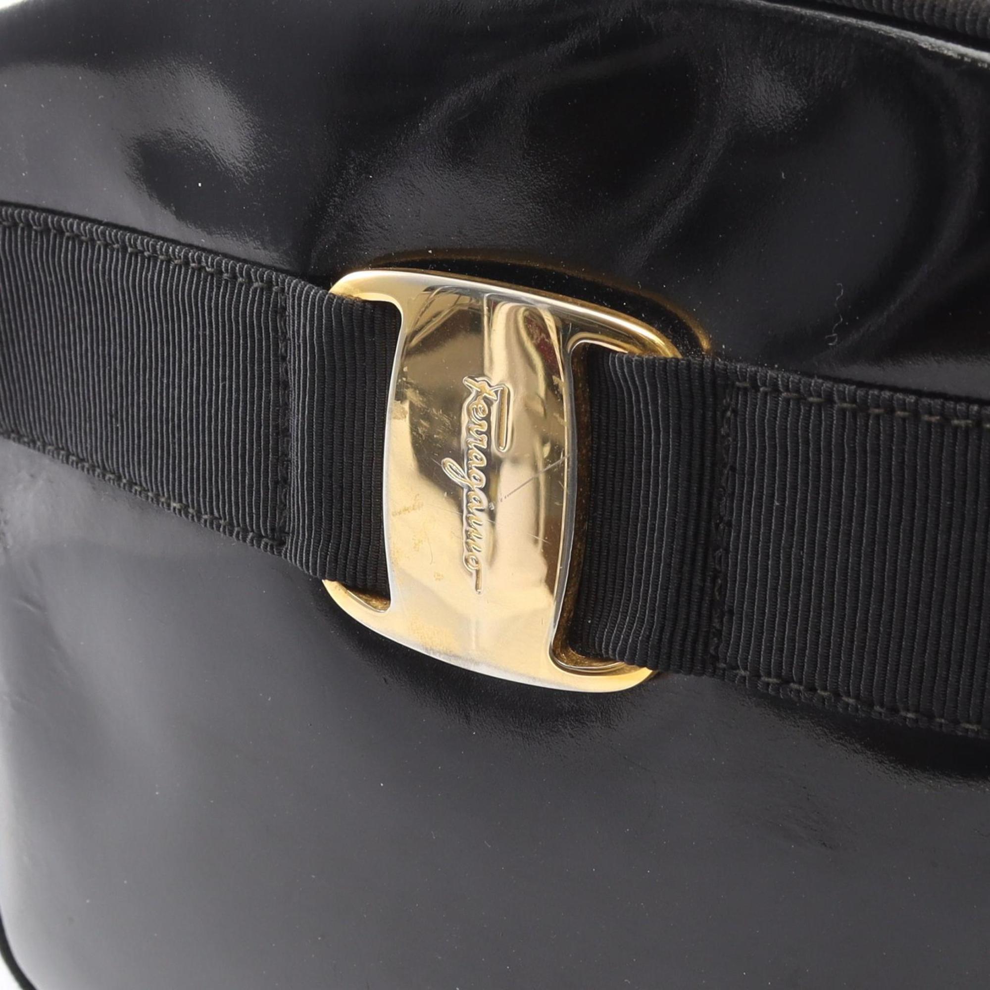 Salvatore Ferragamo Black Patent Leather Shoulder Bag (Pre-Owned)