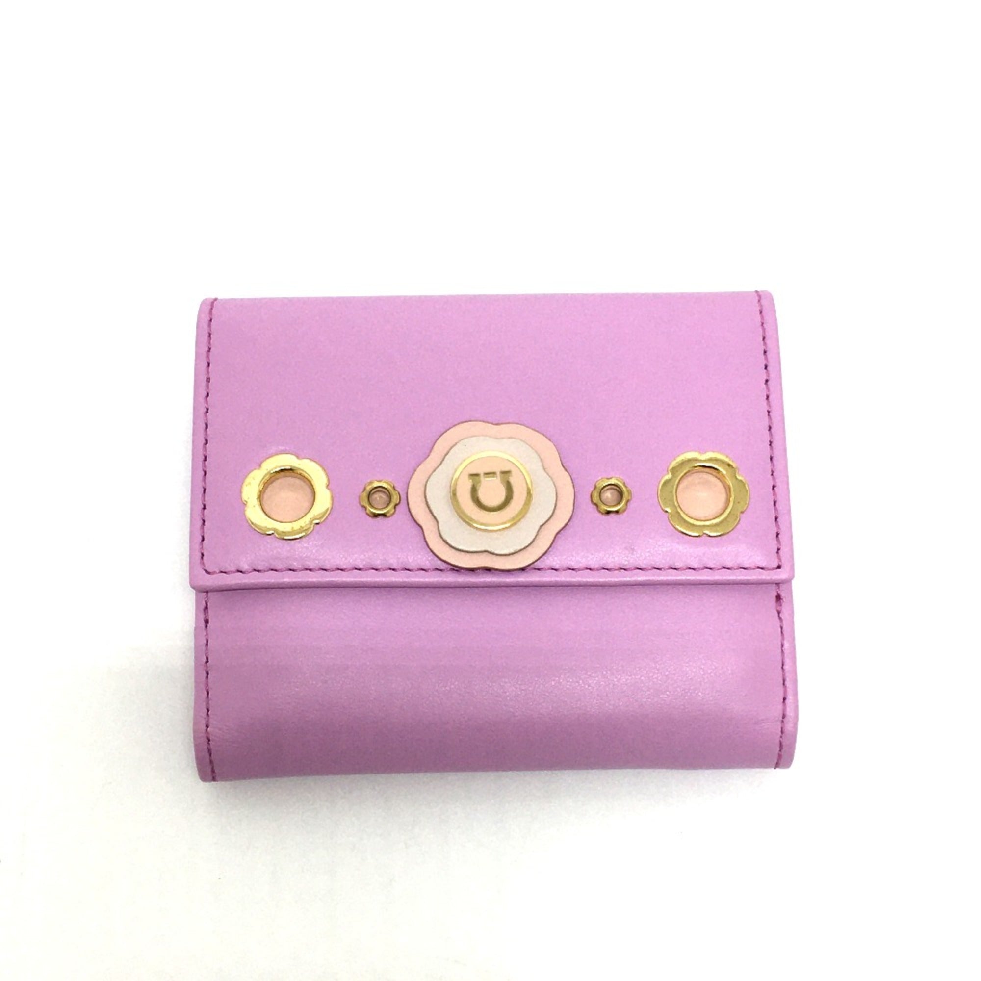 Salvatore Ferragamo Purple Leather Wallet (Bi-Fold) (Pre-Owned)
