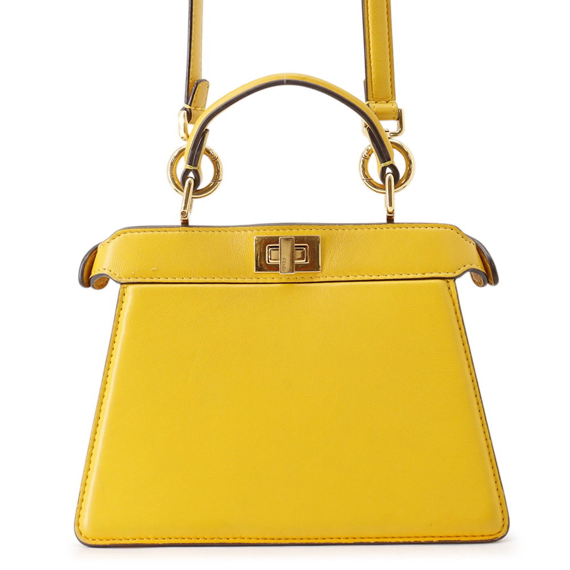 Fendi Peekaboo Yellow Leather Handbag (Pre-Owned)