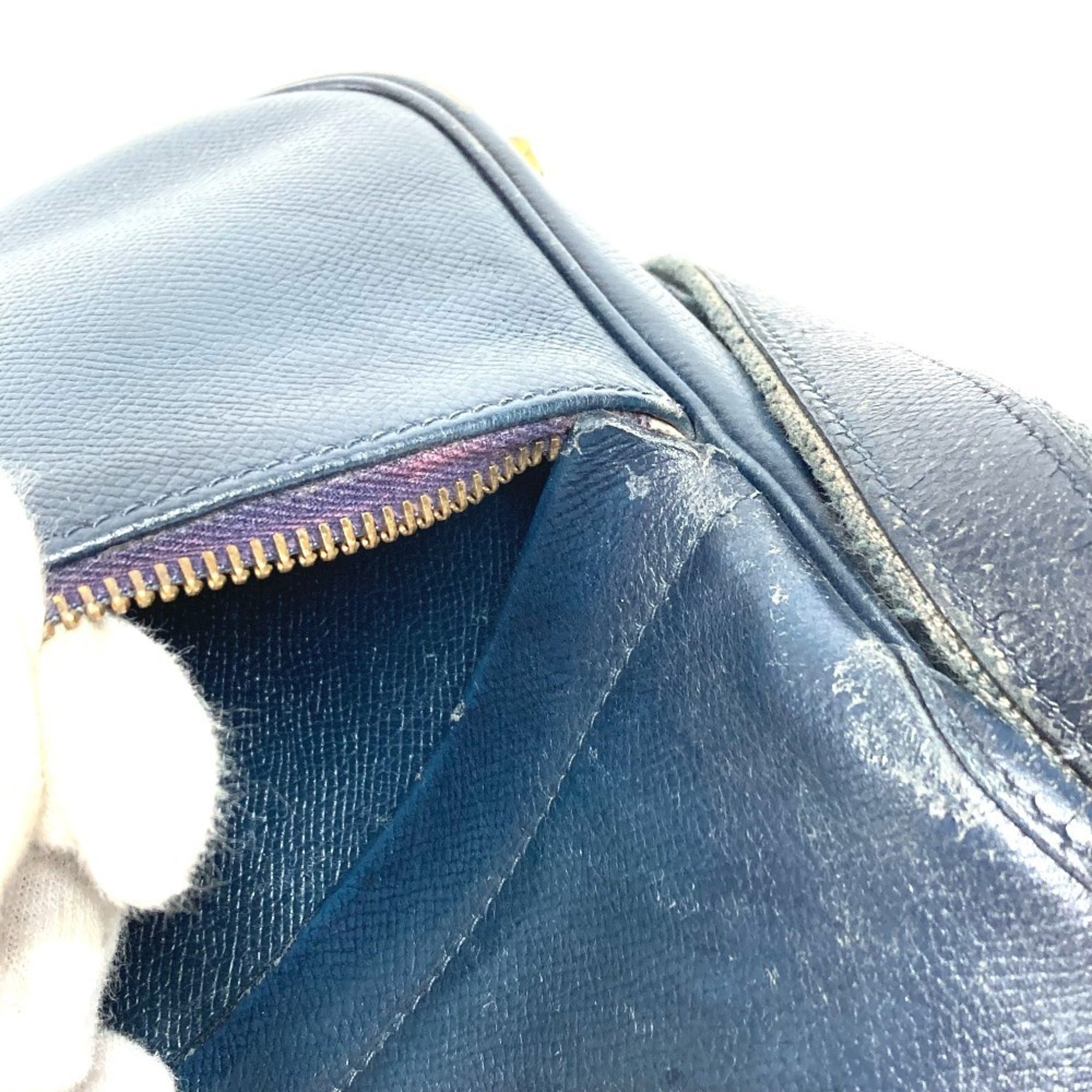 Hermes Navy Leather Shoulder Bag (Pre-Owned)