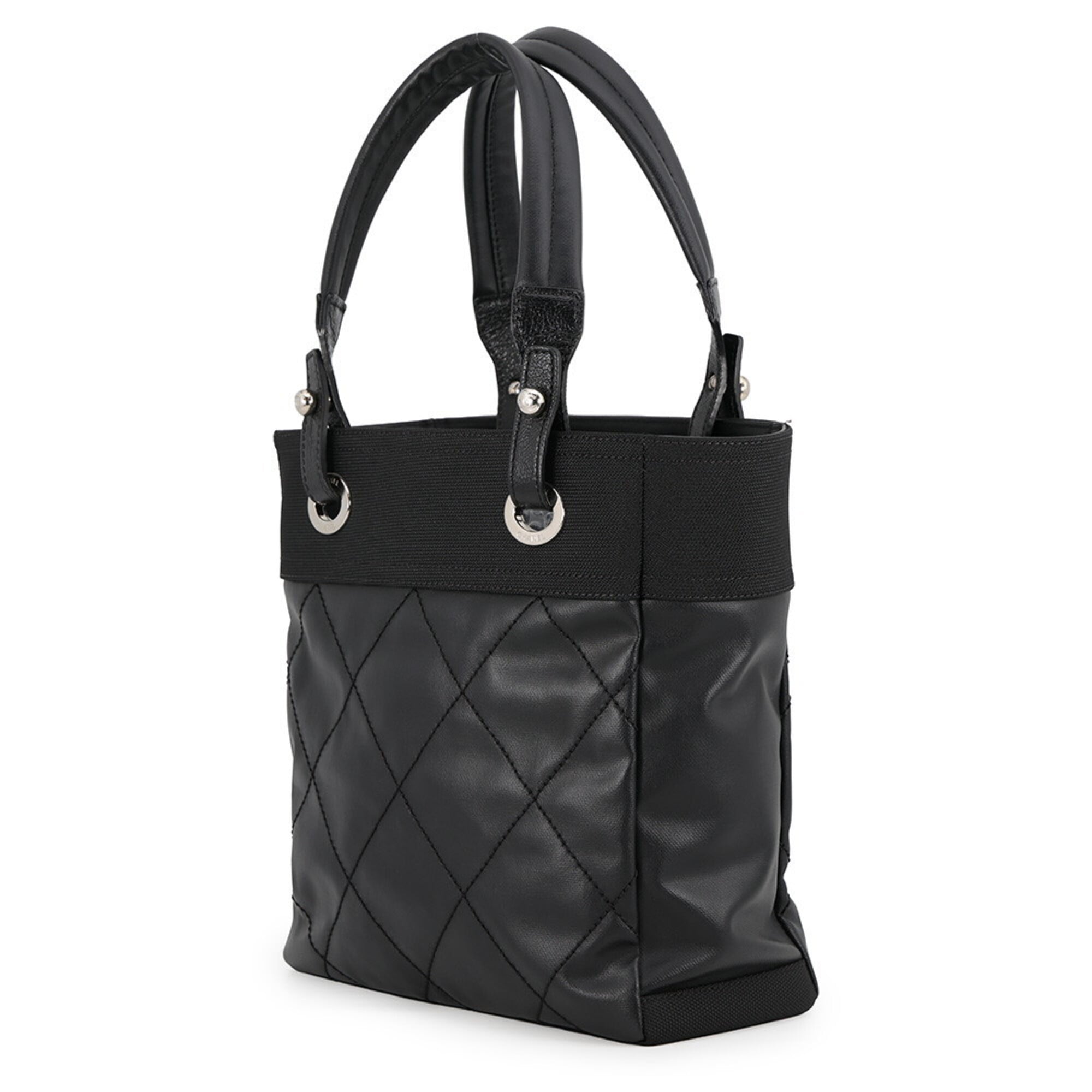 Chanel Matelasse Black Pvc Leather Handbag Tote Bag (Pre-Owned)