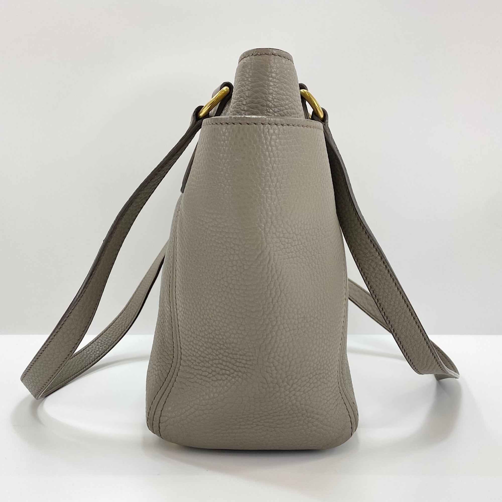 Prada Gray Leather Tote Bag (Pre-Owned)