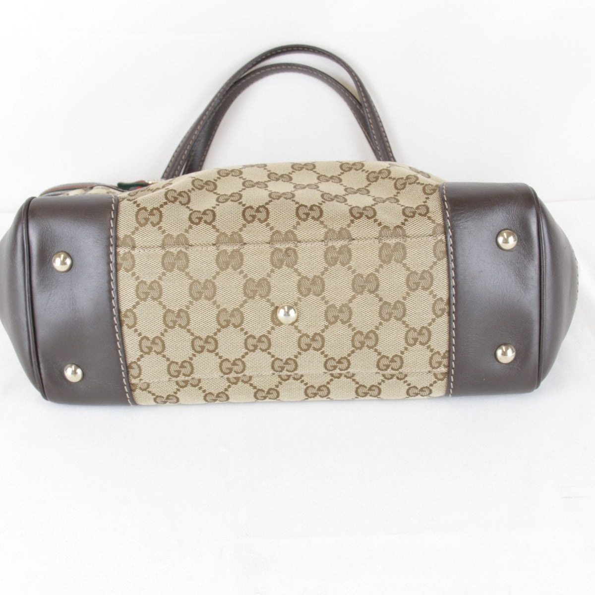 Gucci Brown Gg Canvas Leather Tote Bag (Pre-Owned)