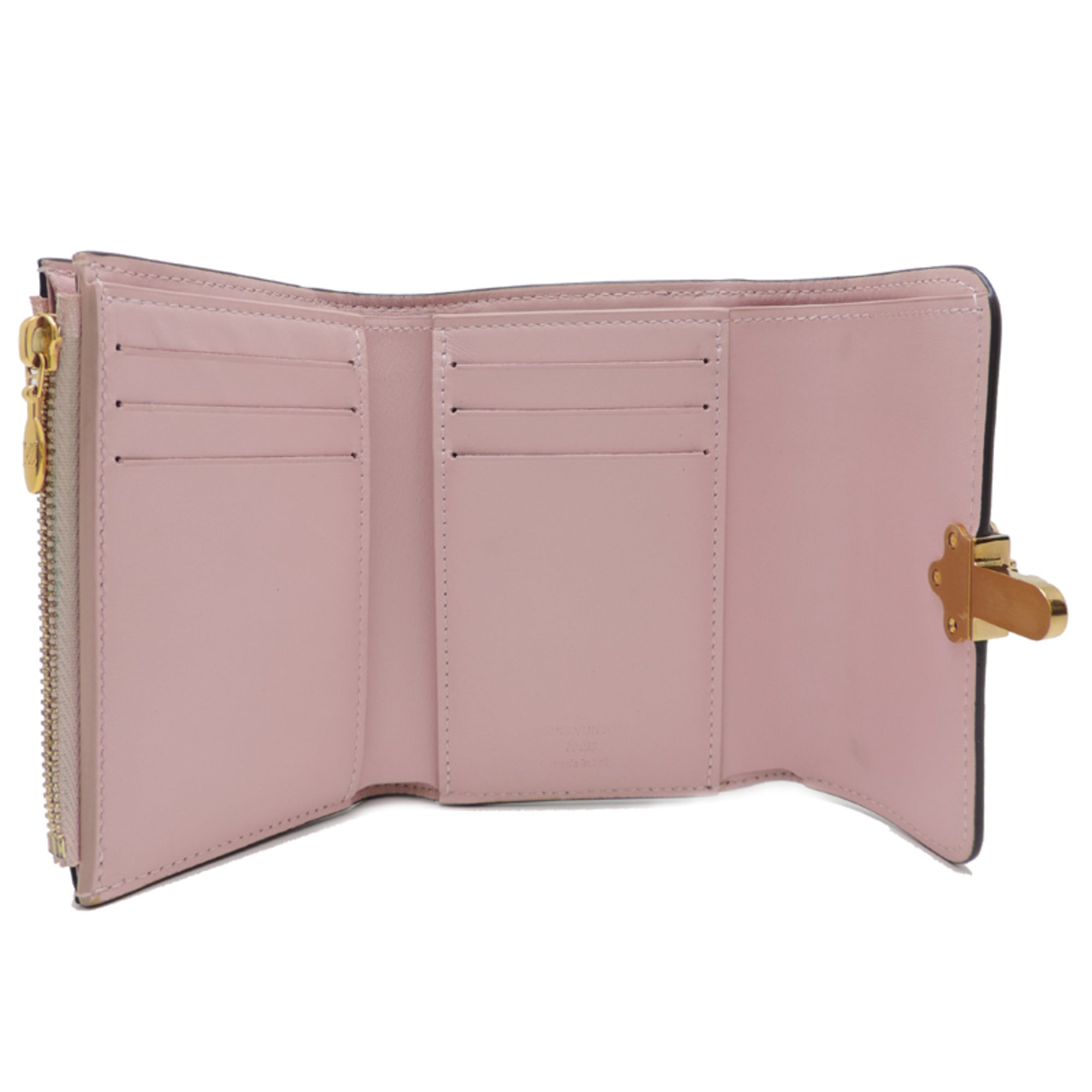 Louis Vuitton Brown Monogram Pink Rose Ballerine Patent Leather Monogram Wallet (Tri-Fold) (Pre-Owned)