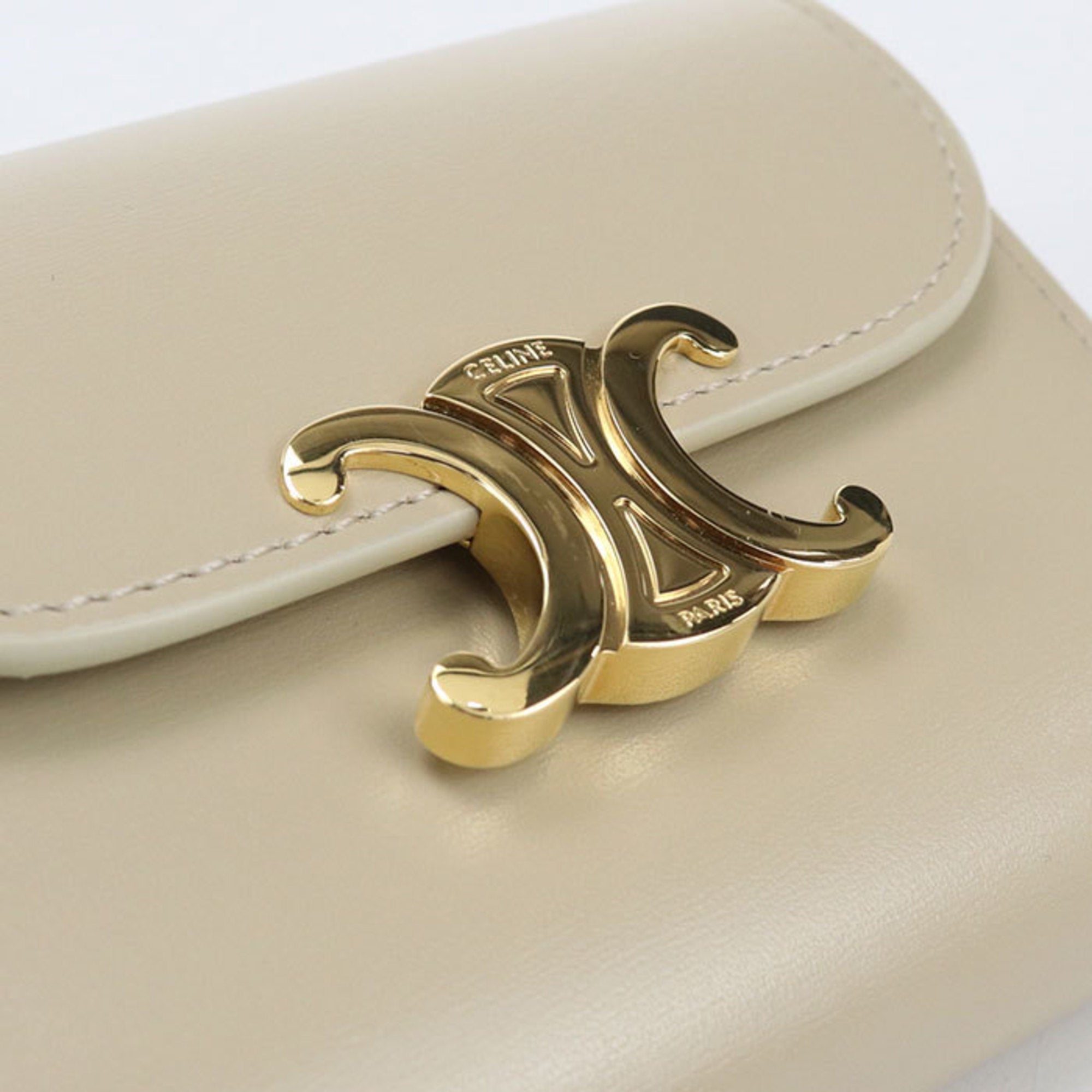 Celine Beige Leather Wallet (Tri-Fold) (Pre-Owned)