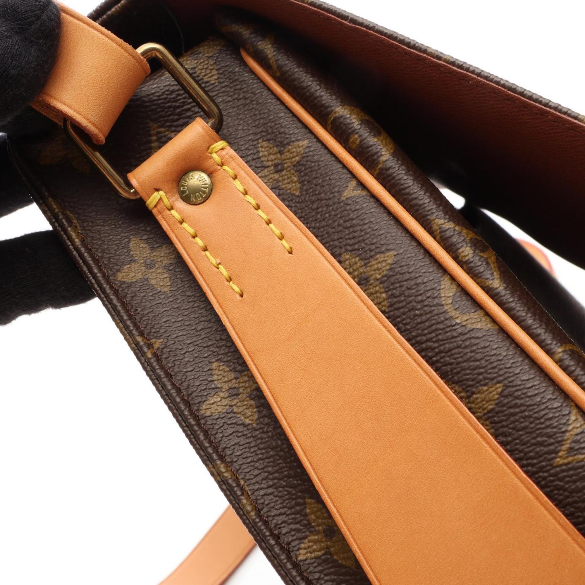 Louis Vuitton Brown Coated Canvas Leather Handbag Shoulder Bag (Pre-Owned)