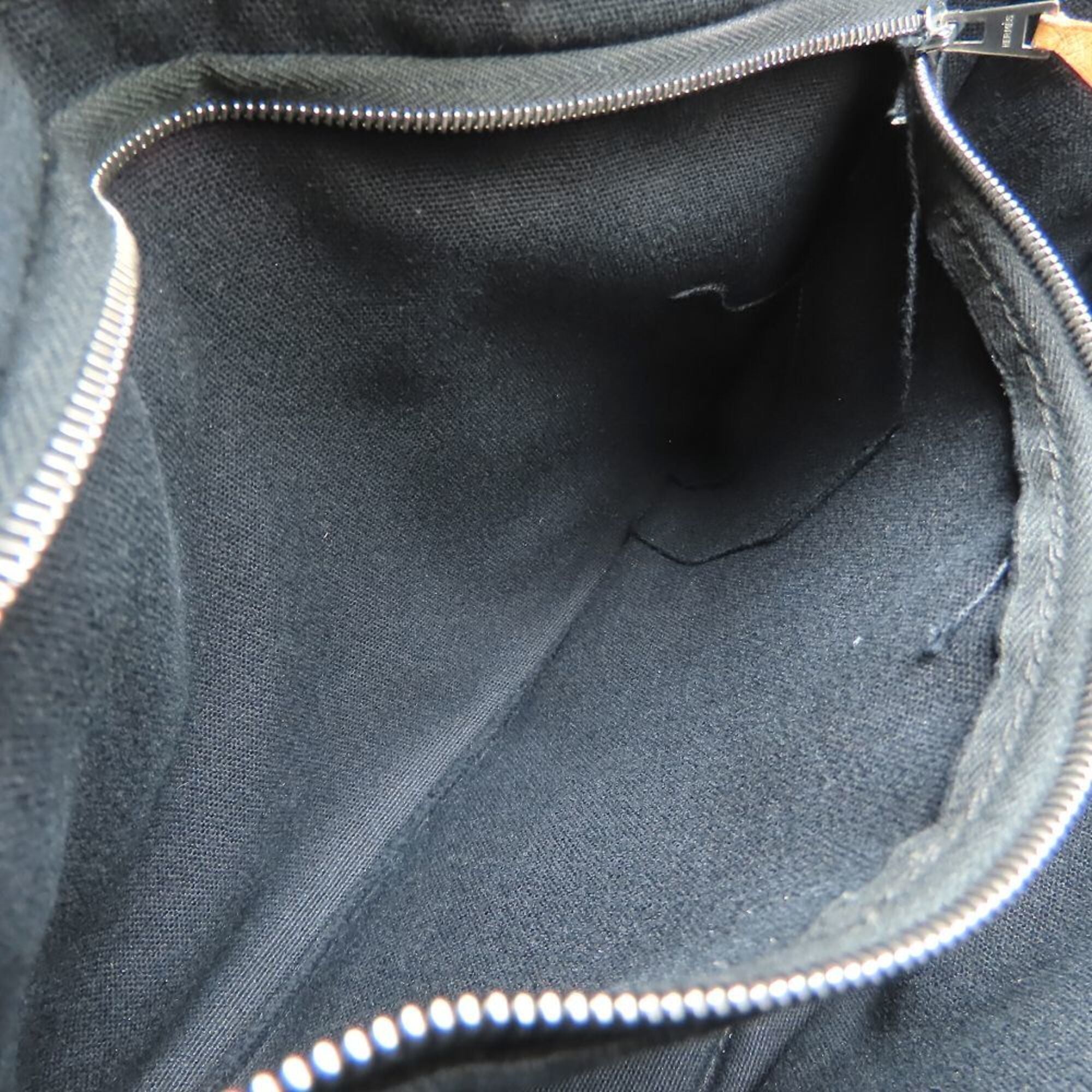 Hermes Black Gray Canvas Handbag (Pre-Owned)