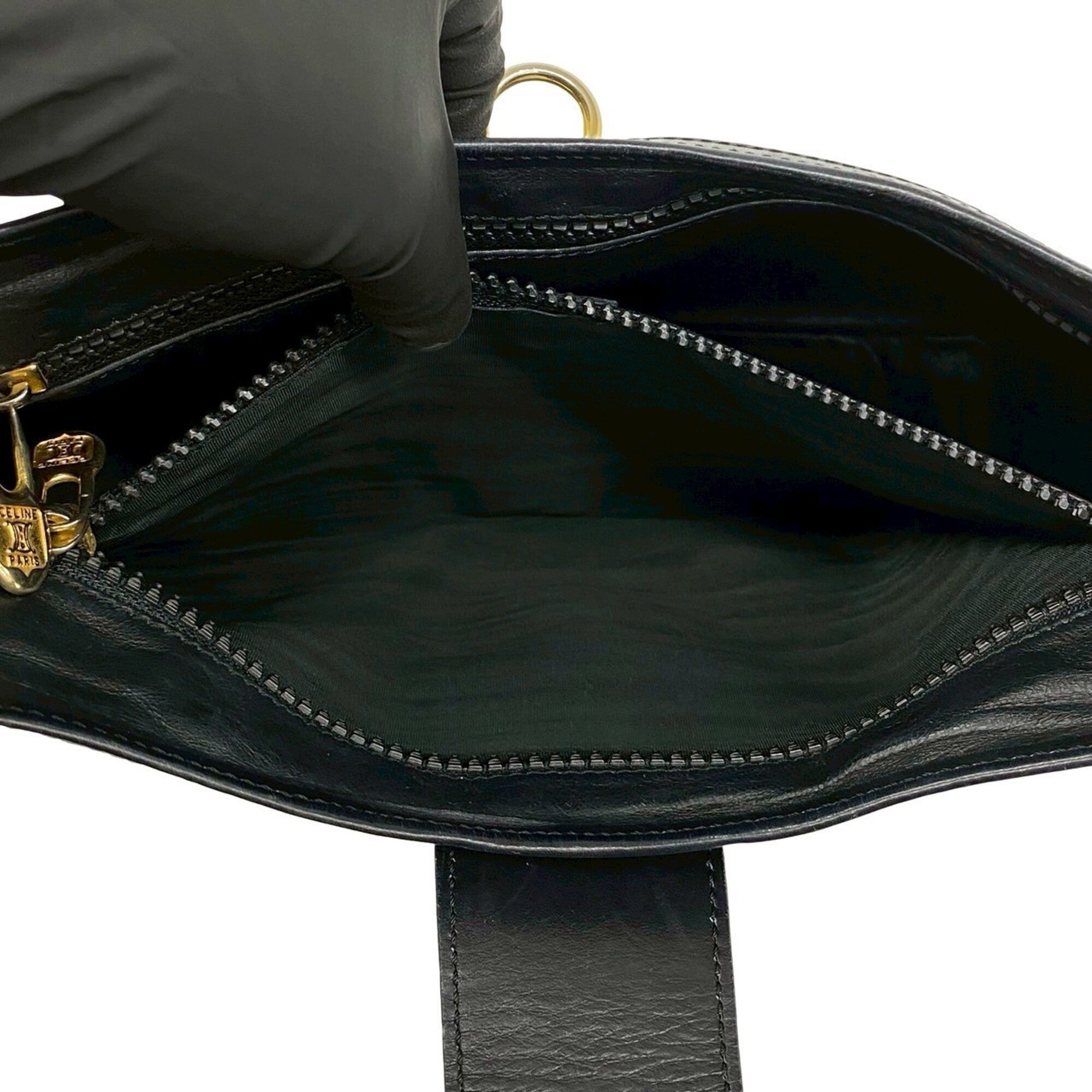 Celine Black Leather Shoulder Bag Tote Bag (Pre-Owned)