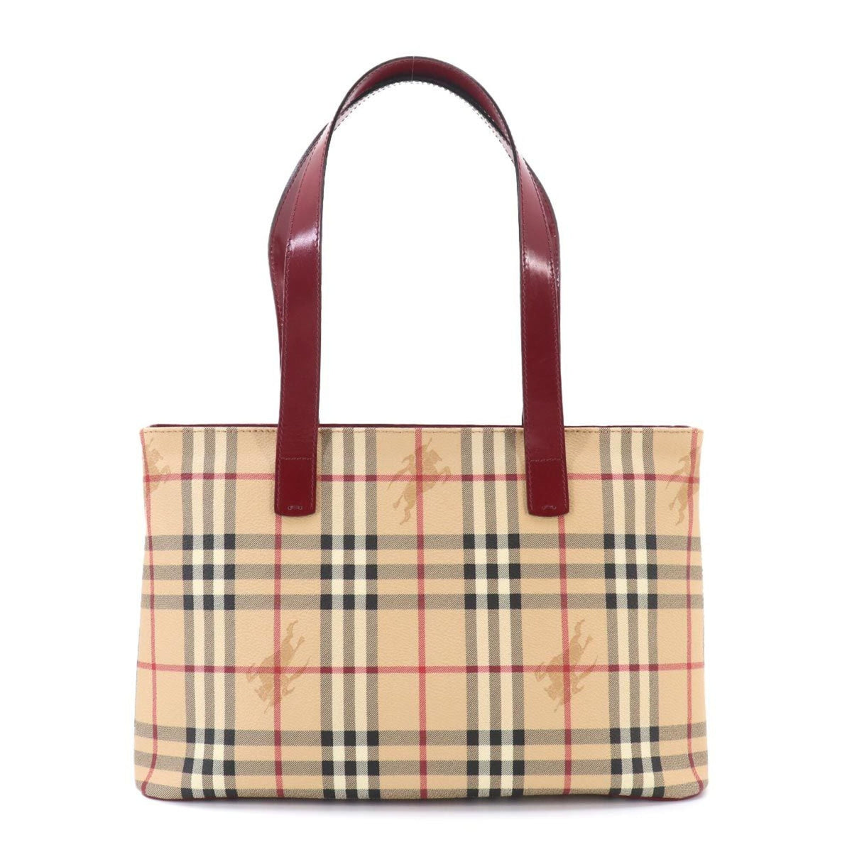 Burberry Beige Red Color Pvc Leather Tote Bag (Pre-Owned)